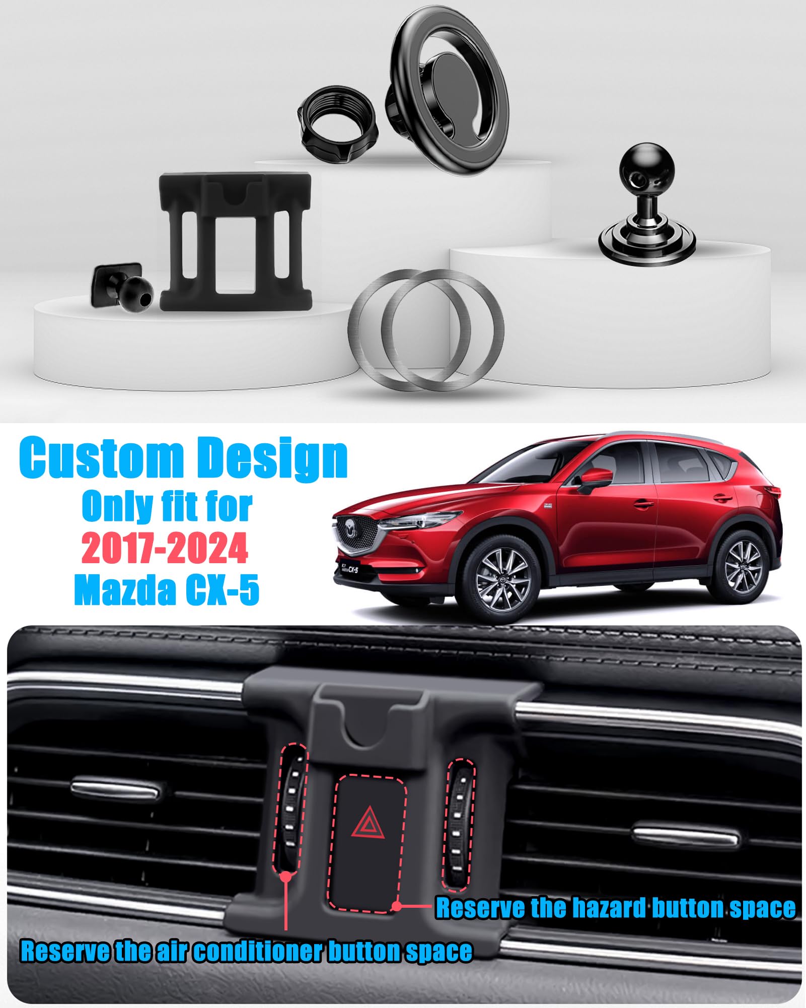 Ve Ve Power Car Phone Holder, Air Vent Phone Holder, Car Mount For Mazda Cx5 2017-, Magsafe Magnetic Navigation Stand Fit For Iphone 15 14 13 12 Pro Max Plus Mini, Magsafe Case, All Phones