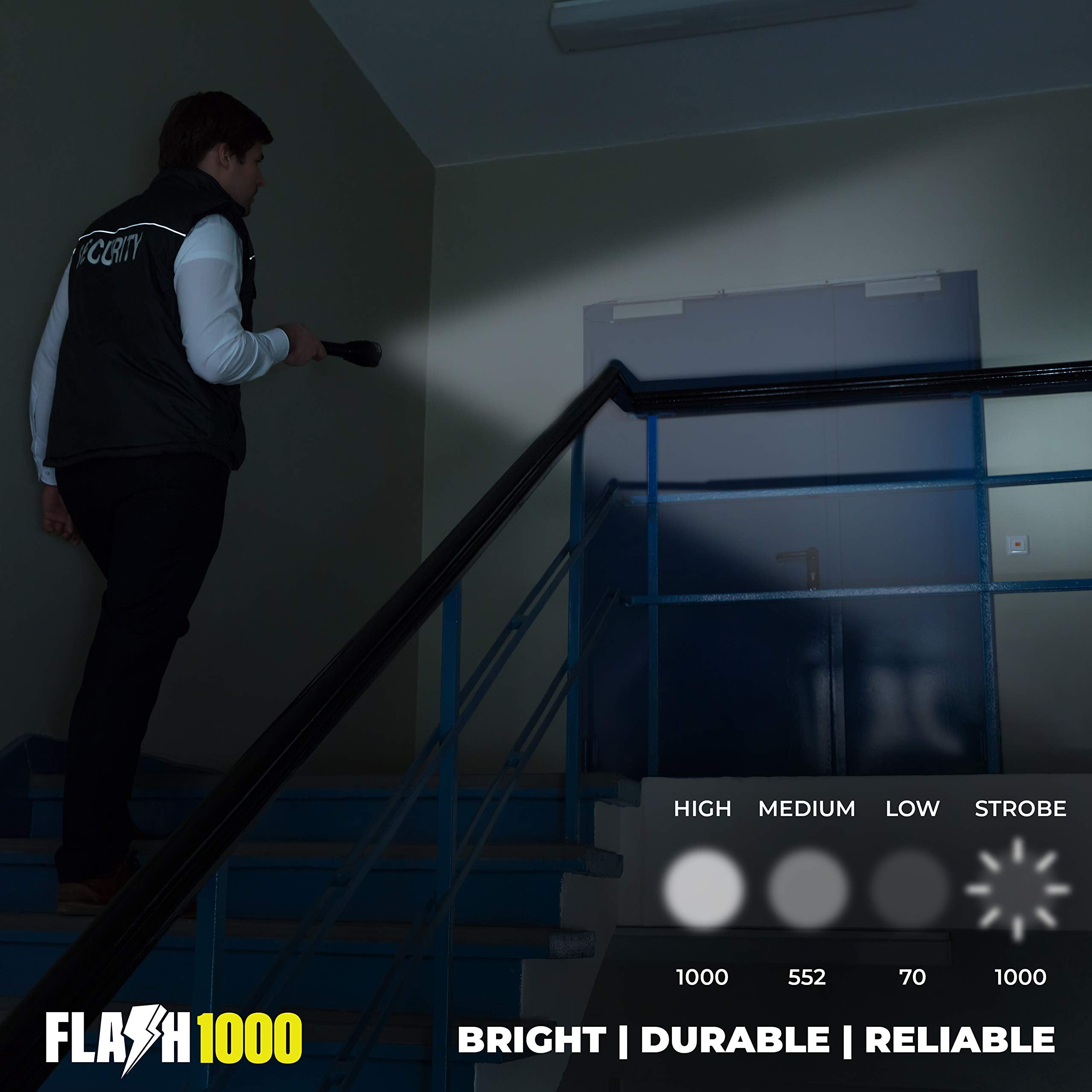 Blazin Rechargeable Flashlight  1000 Lumen Utility Led Flashlight With 4 Modes  12 Hours Battery Runtime  325 Yard Visibility  Powerful Micro-Usb Waterproof Edc Torch