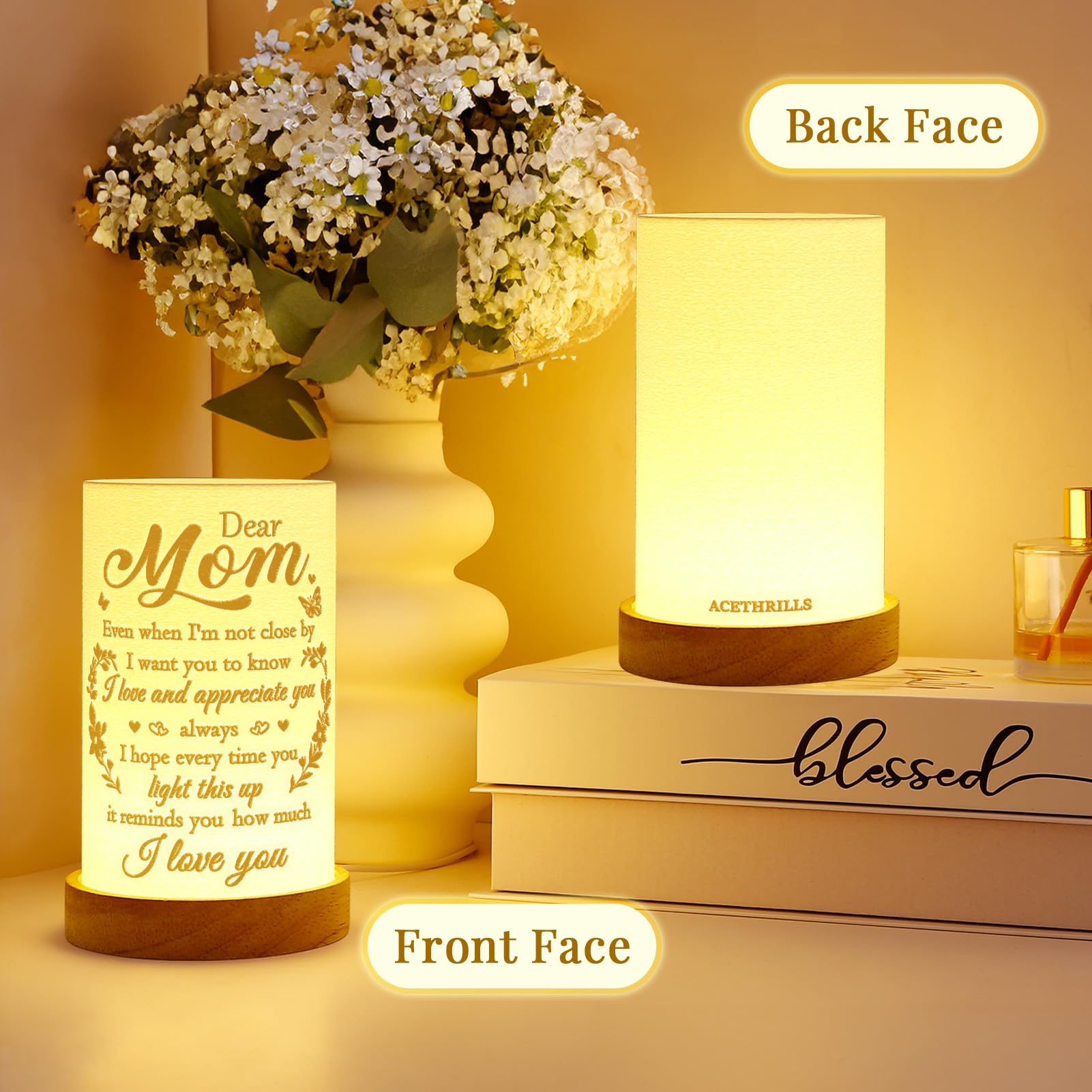 Acethrills Mom Birthday For Mom From Daughter Son For Christmas, Mothers Day - Thoughtful 3D Printing Table Lamp For Moms