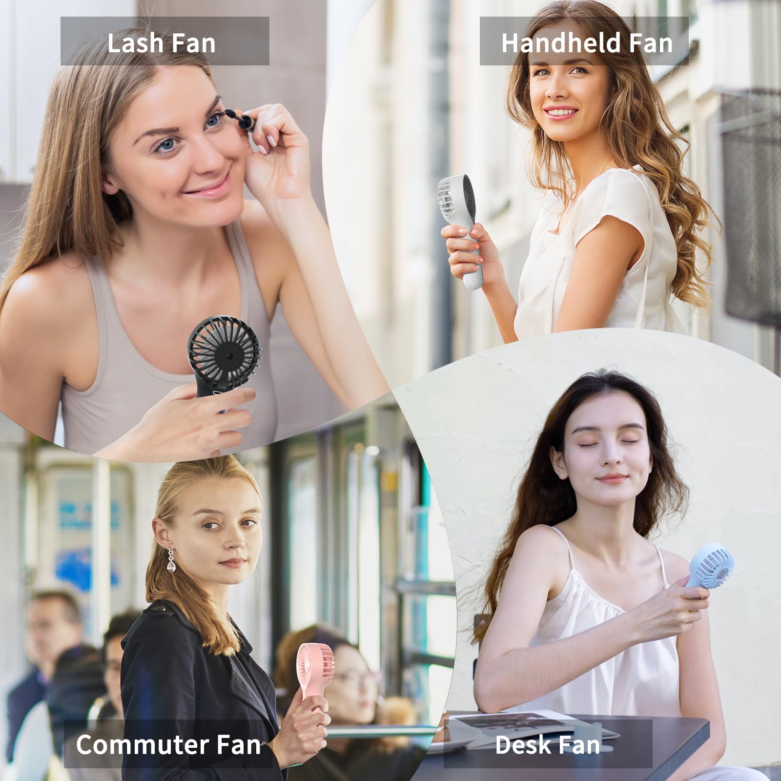 Mini Portable Fan With Base, Small Handheld Fan With 3 Speeds, Usb Rechargable, Battery Operated
