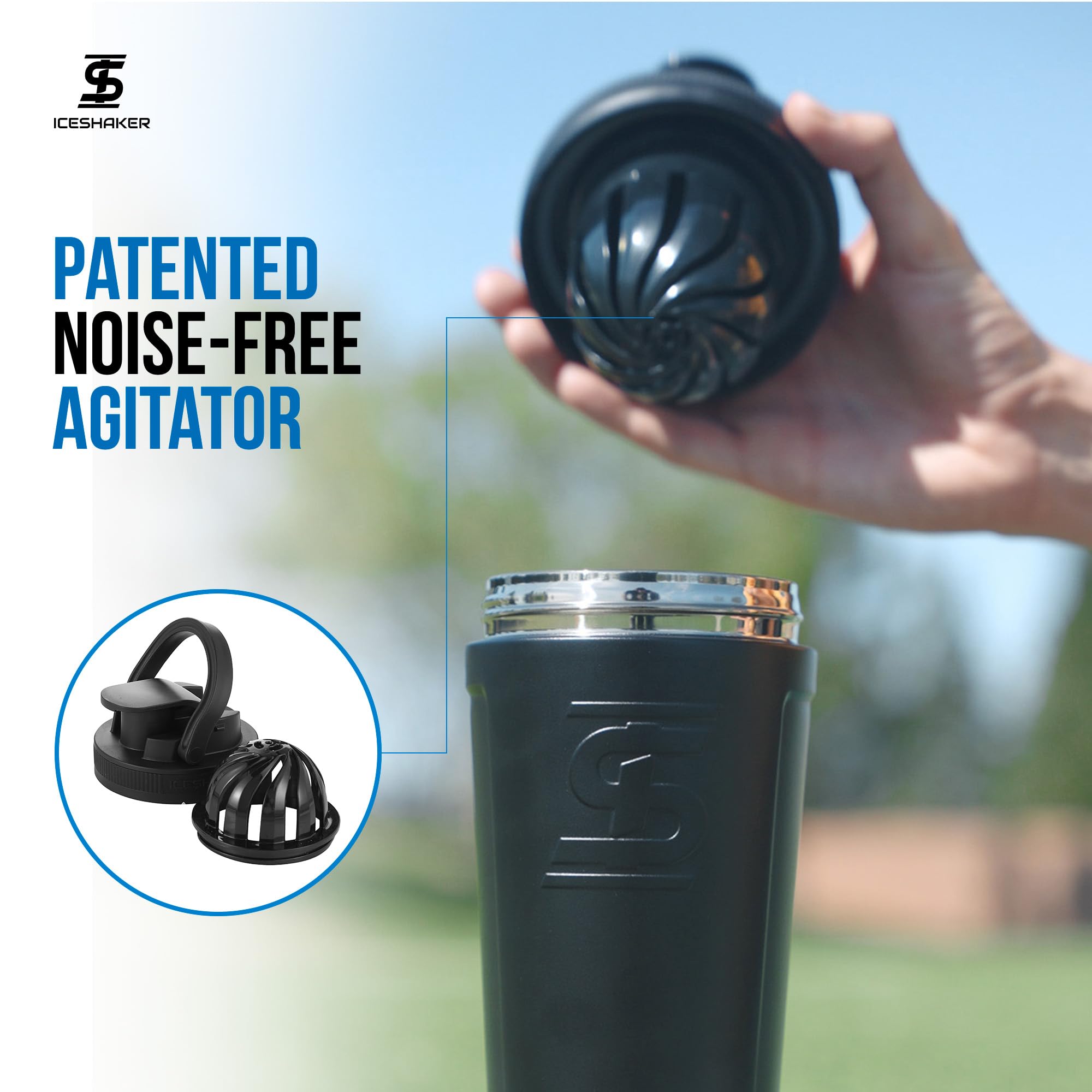 Ice Shaker Insulated Stainless Steel Shaker Bottle  26Oz, Black  Cold For 30+ Hours