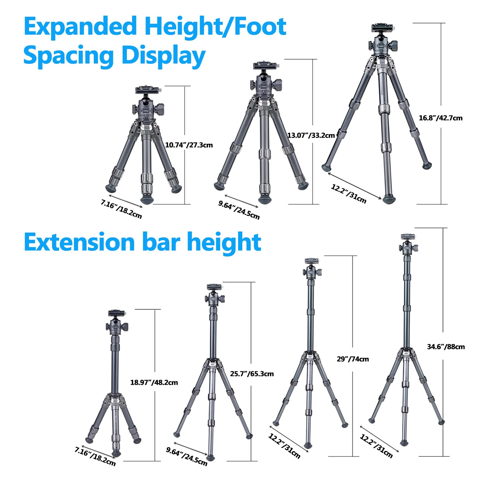 Pukoko Mini Tripod For Camera,Table Tripod,Aluminum Portable Small Tripod With 360°Ball Head Quick-Release Arca-Swiss Mount System For Dslr Camera Camcorder,Phone Max Load 26Lb