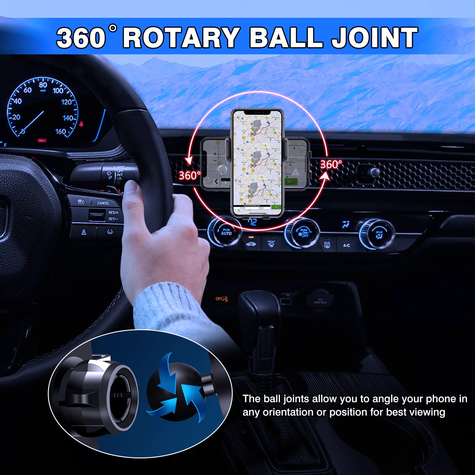 Karltys Car Phone Holder For Honda Civic    , 11Th Gen. Civic Cell Phone Mount For 4-7 Inch Phones, Hands  Thick Case Friendly Dash Air Vent Mobile Holder Stand