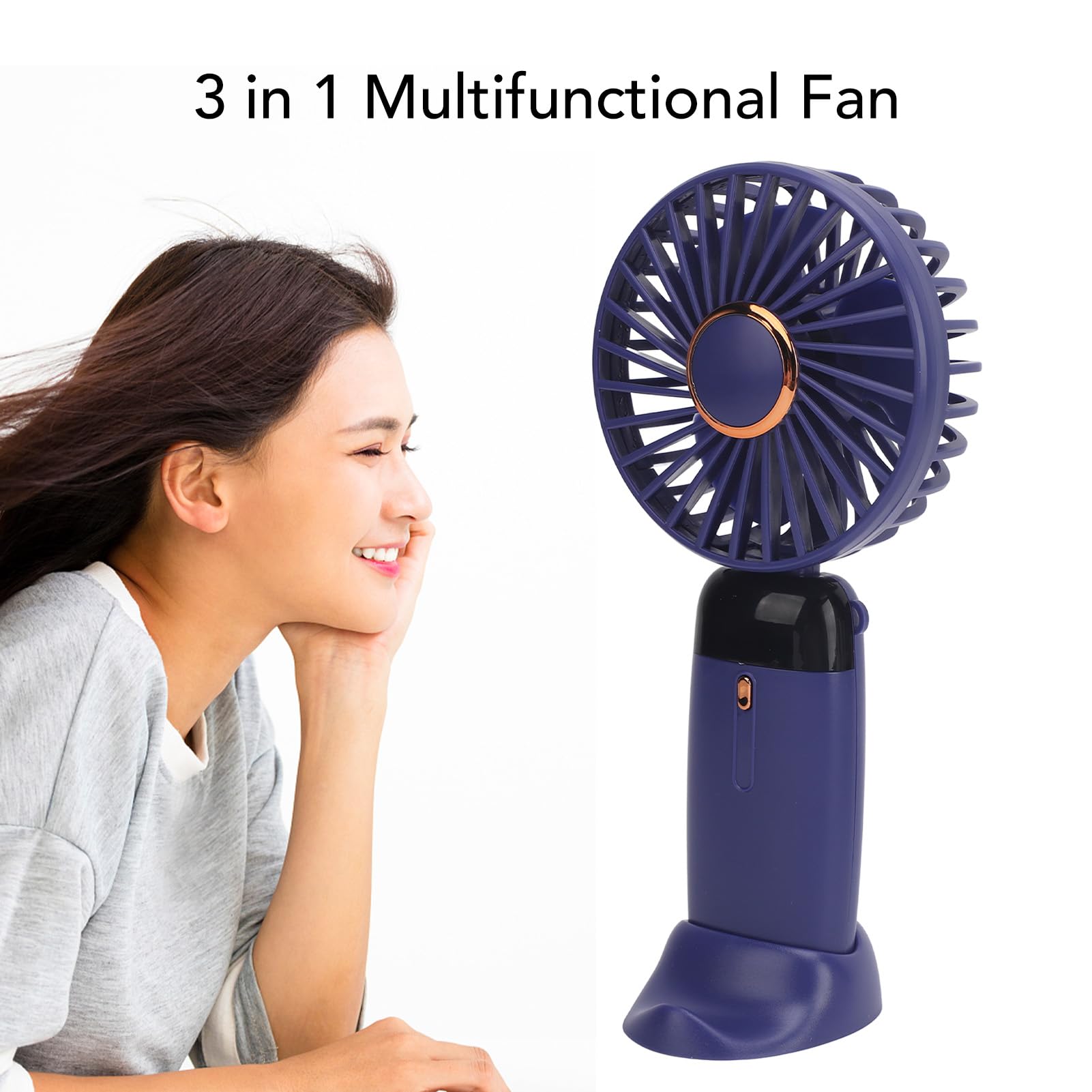 Portable Handheld Fan, 3 In 1 5 Speeds Adjustable Foldable Quiet Cooling Fan With Digital Display