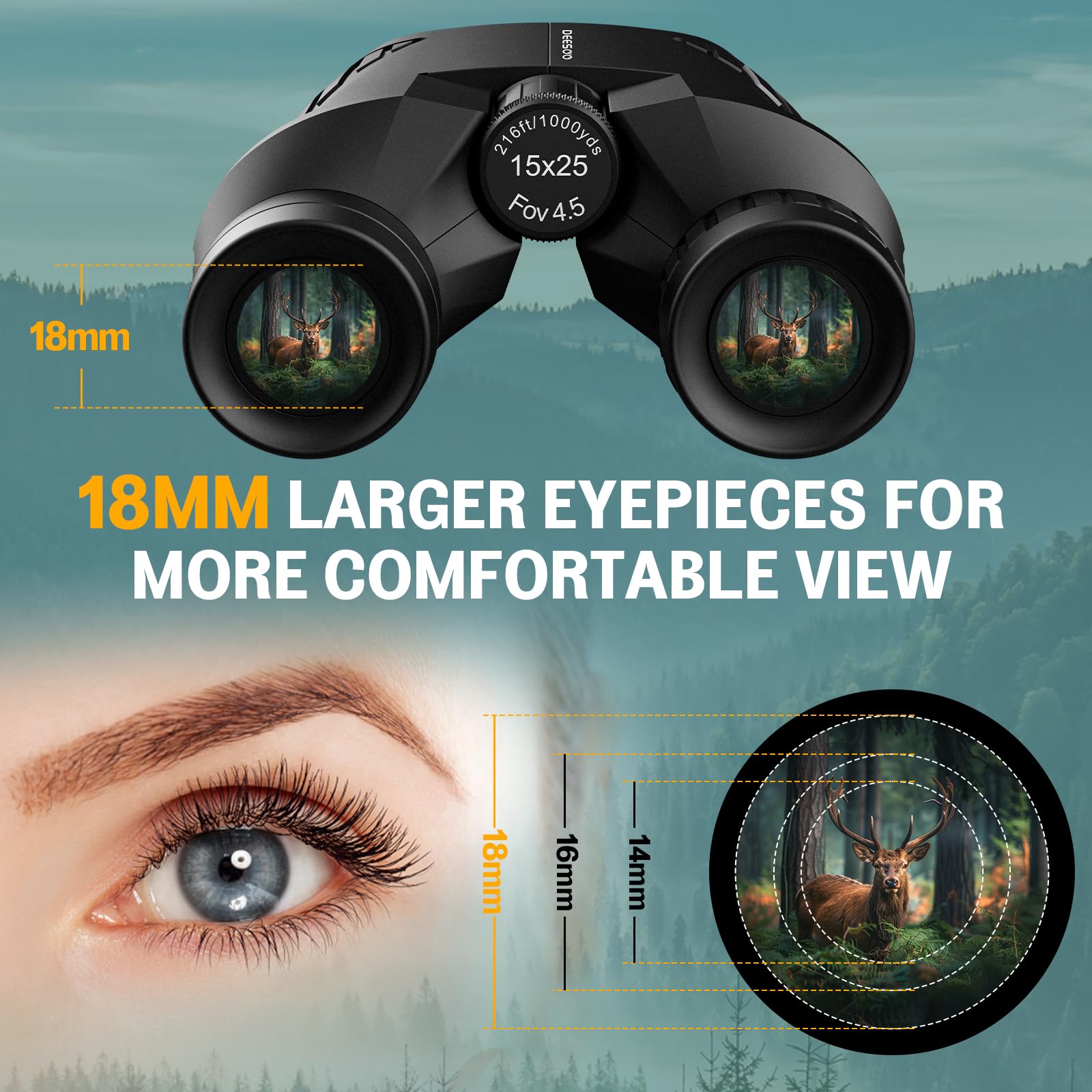 Deesoo 15X25 Hd Binoculars For Adults Bird Watching - Premium Optics Binocular For Hunting Travel Outdoor Enthusiasts