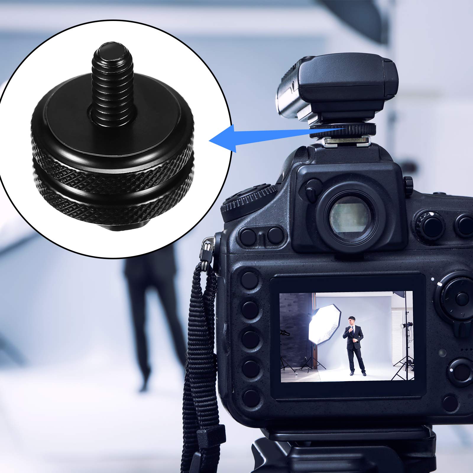 Weewooday 8 Pieces 1/4 Inch Cold Shoe Mount Adapter And Hot Shoe Flash Stand Adapter Kit For Dslr Camera Rig, Camera Flash Shoe Mounts For Tripod