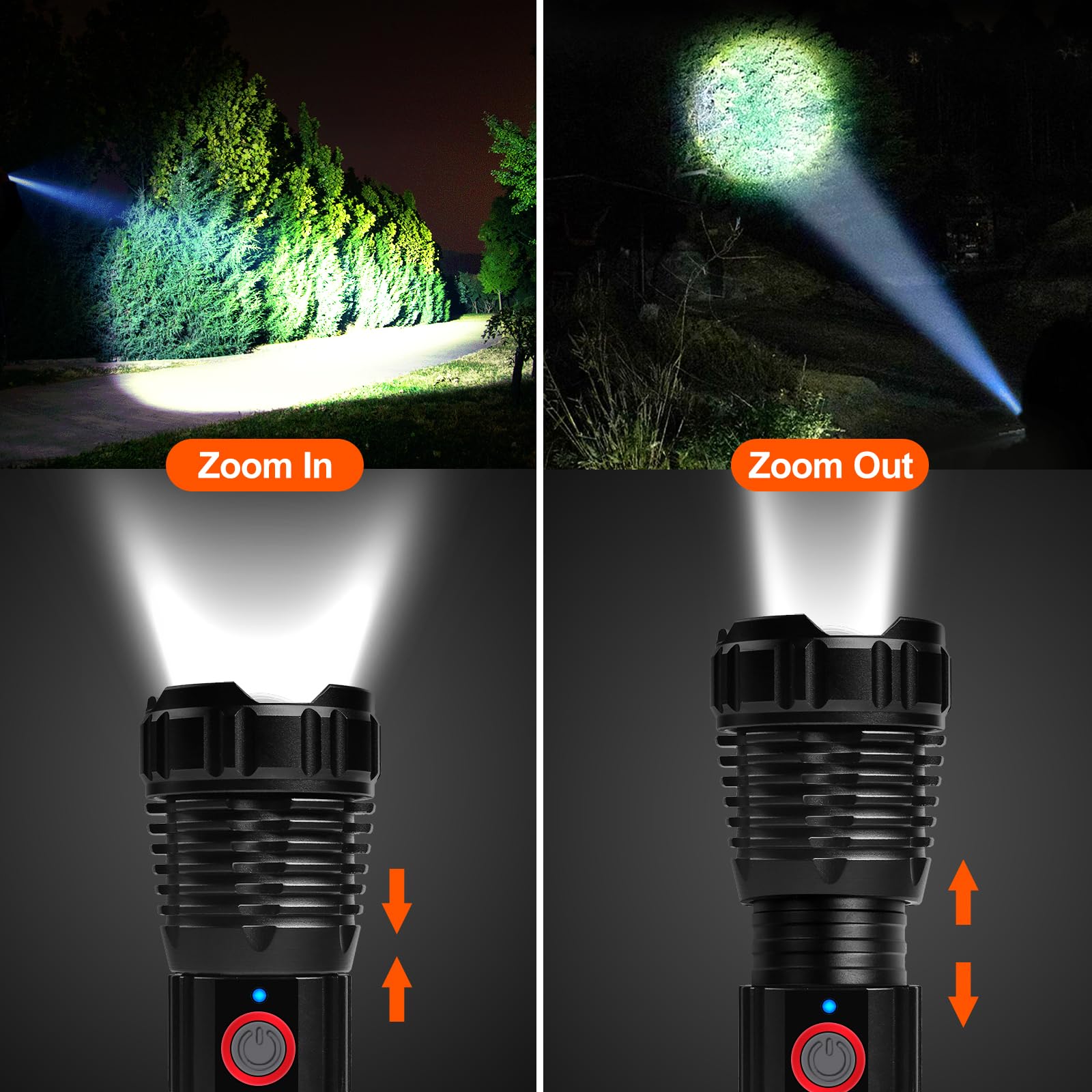 Grace Marci Super Bright Rechargeable Flashlights, High Lumen 500000 Lumens, Led Flashlight With 5 Modes, Ip55 Waterproof, Powerful Handheld Light For Camping, Hiking, Emergency