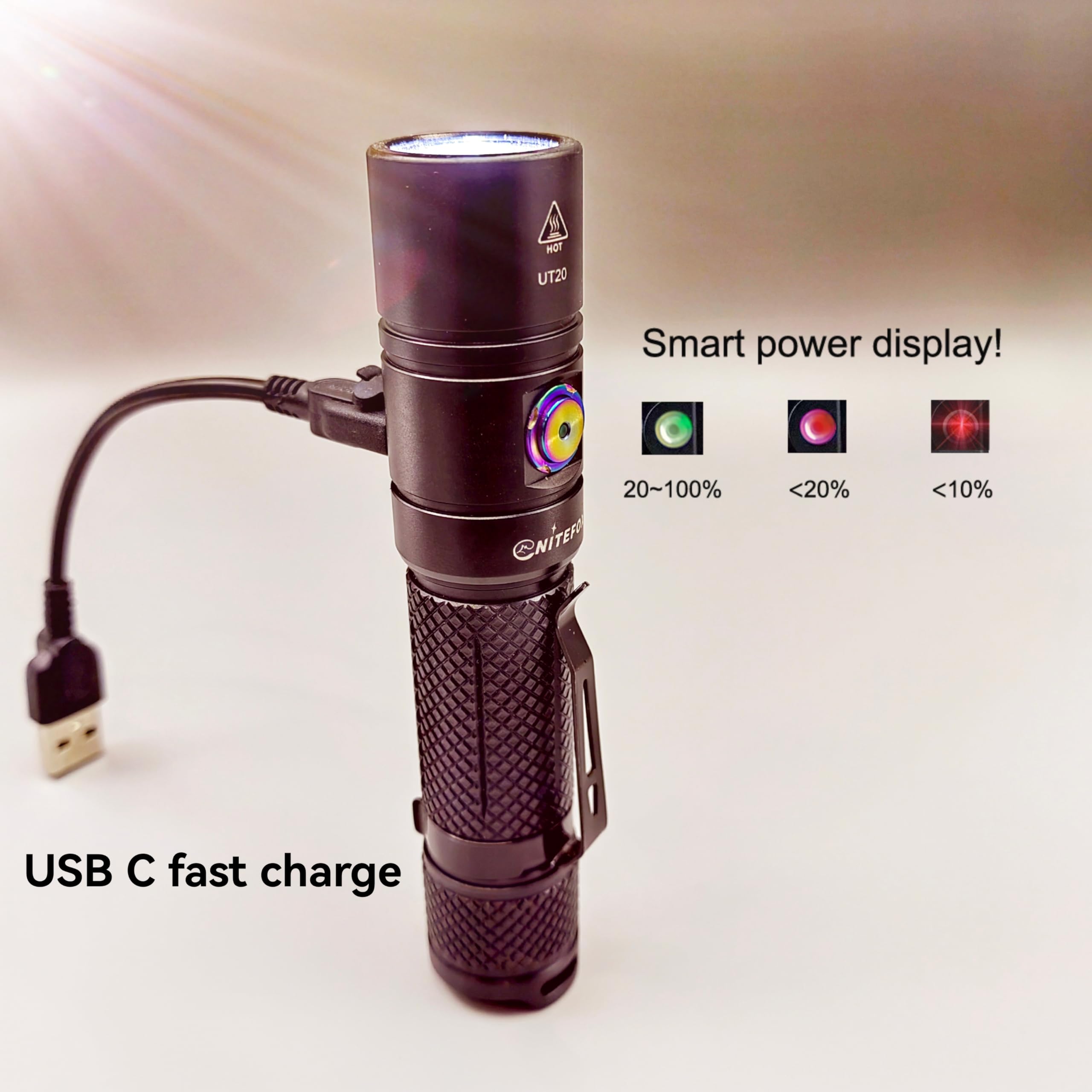Nitefox Rechargeable Led Flashlight Bright Pocket Flashlight 1500Lm Handheld Flashlight Waterproof For Everyday Carry Indoor/Outdoor Hiking,Camping,Security,Emergency...(Ut20)