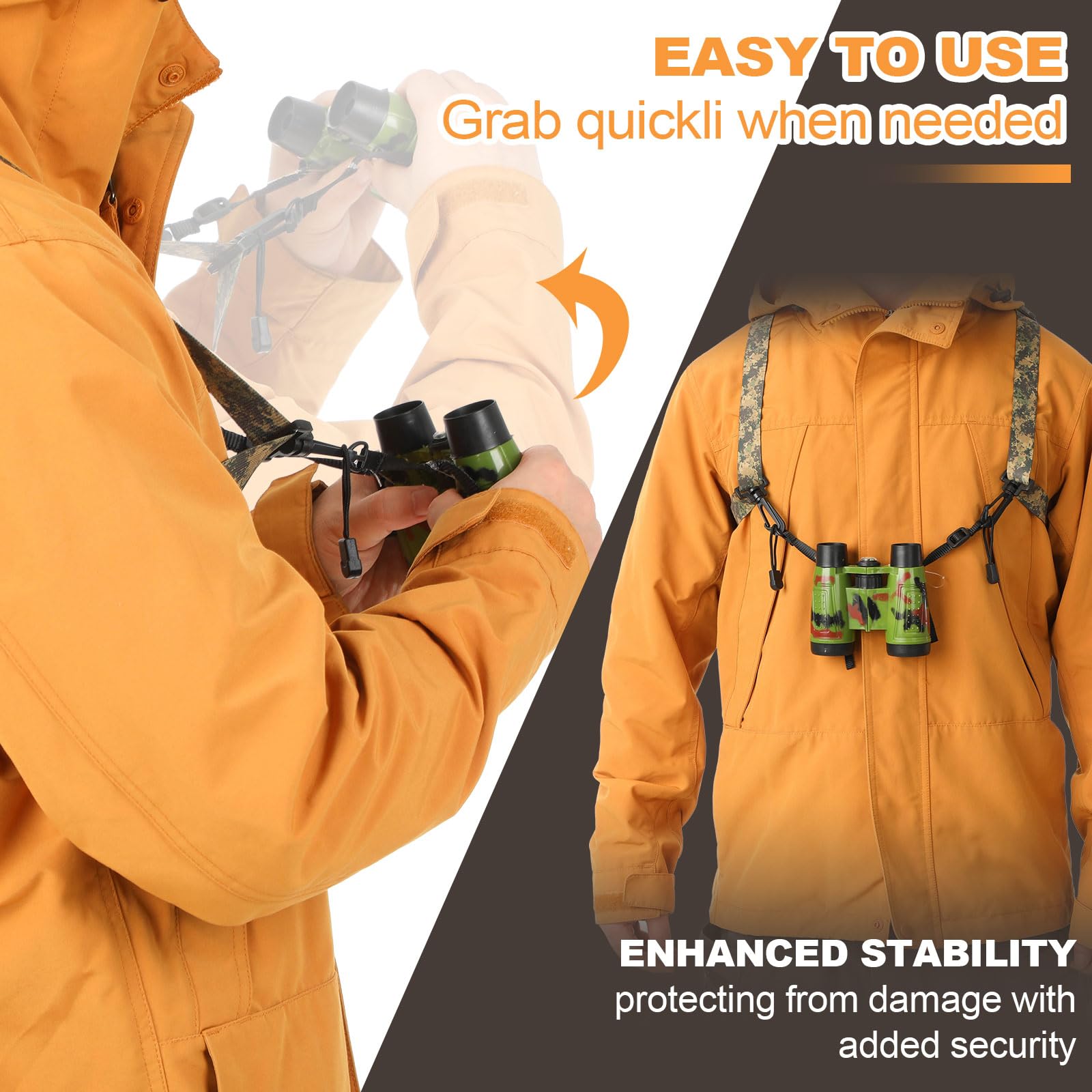 Reallnaive Hunting Binocular Harness - Adjustable X-Shaped Decompression Binocular Chest Strap - Suitable For Hunting, Birding, Hiking, And Rescue Activities