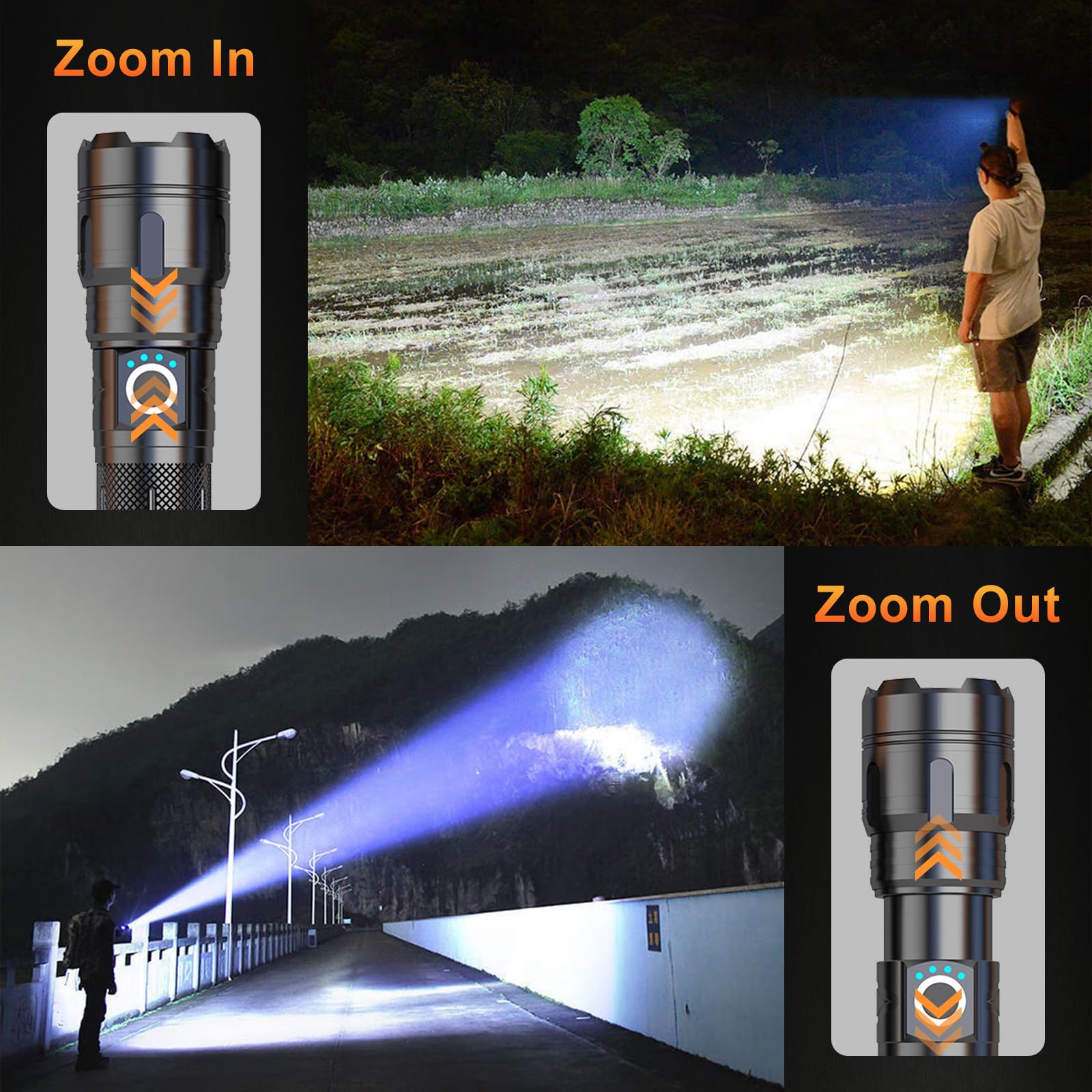 Maoke Bole Rechargeable Flashlights 20000 High Lumens, High Power Led Flashlight, Xhp70.2 Powerful Tactical Flashlight With Zoomable, 5 Modes, Ipx6 Waterproof, Flashlight For Camping, Hiking, Emergencies