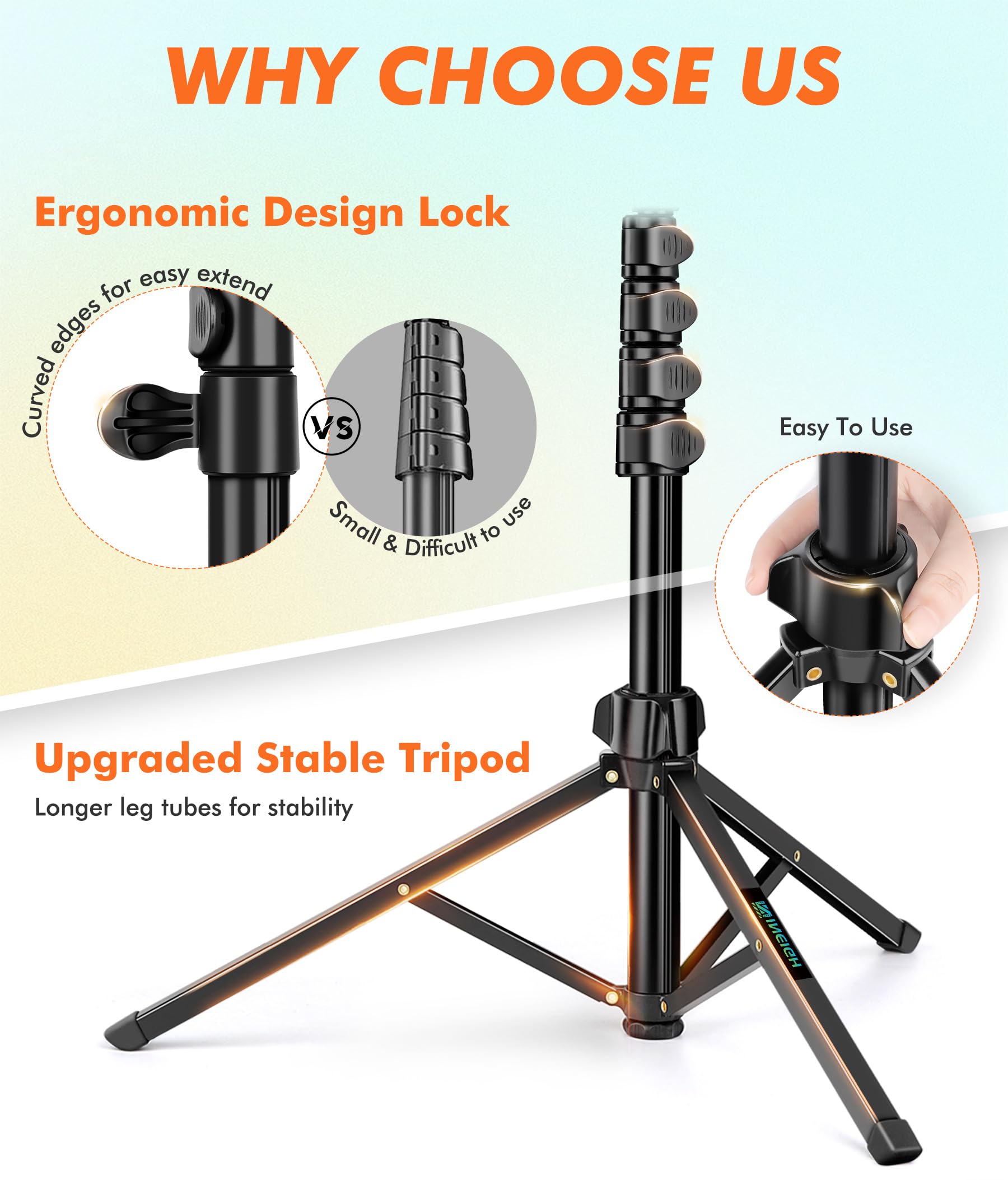 Nineigh 71" Tripod For Iphone, Phone Tripod Selfie Stick With Remote, Cell Phone Tripods & Tall Travel Tripods For Recording Video Selfies Photo, Compatible With Iphone 16 15 14 Pro Max 13 Android