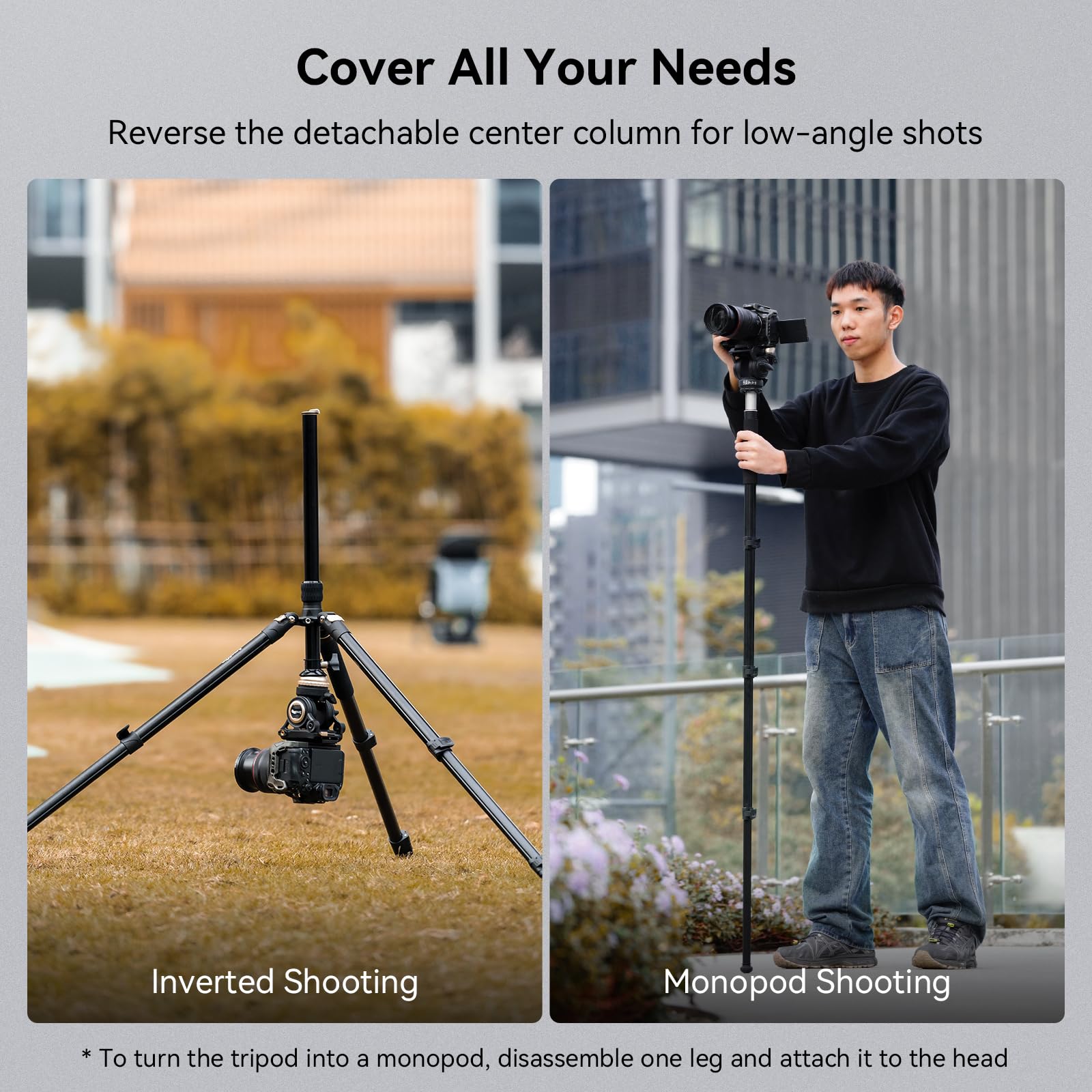 Smallrig Ct210 Video Tripod, 75" Video Camera Tripod Monopod With +/-15° Leveling Base Fluid Head, Professional Camera Tripod Compatible With Video Camera, Dslr, Camcorder-4475