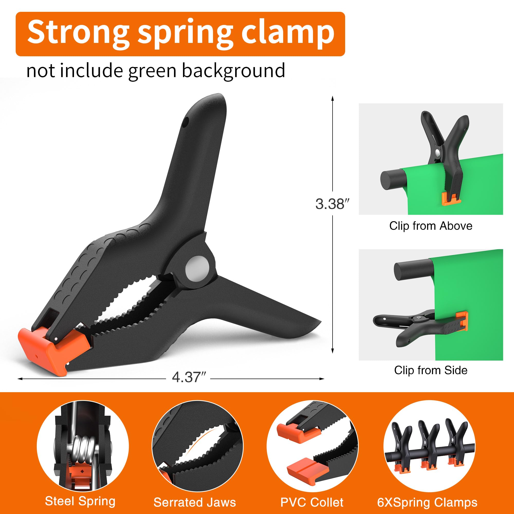 Forlogic Portable T-Shape Backdrop Stand Support Kit 8X5.3Ft, Adjustable Photography Green Screen Backdrop Stand For Parties, Photography Videography Studio (8×5.3Ft)