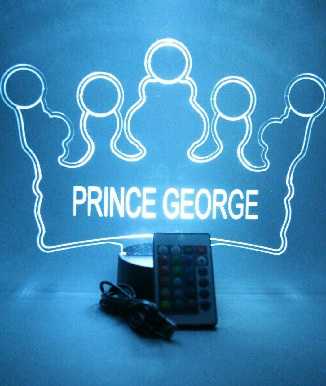Mirror Mania Boy Prince Male King Crown Night Light Up Lamp Led Personalized Prince King And Name Engraved Table Lamp - It'S Wow, With Remote, 16 Color Options, Dimmer, Engraved, Great