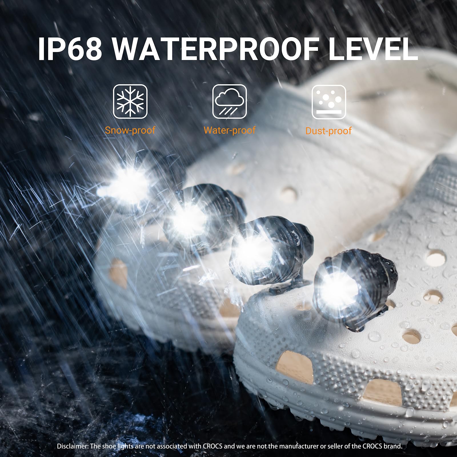 Winndachi Headlights - 4Pcs Led Lights For Shoes Charm Accessories, Ip68 Waterproof For Adults And Kids - Hiking, Walking Dog And Camping Gear Essentials-0912