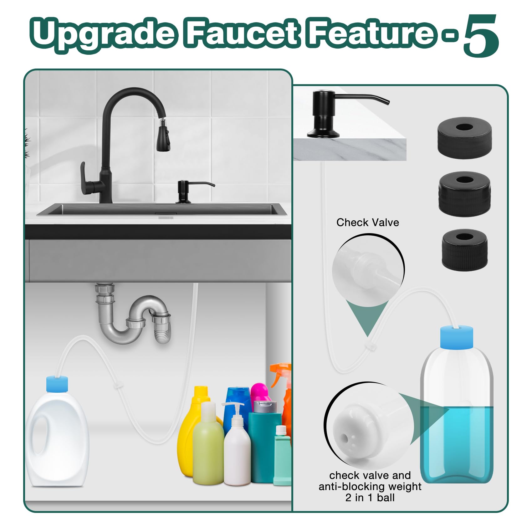 Makein Black Kitchen Sink Faucet, Kitchen Faucet With Pull Down Sprayer, Stainless Steel Single Handle Faucet For Kitchen Sink With Deck Plate, Fitted For Rv, Bar, Laundry, Apartments, Farmhouse