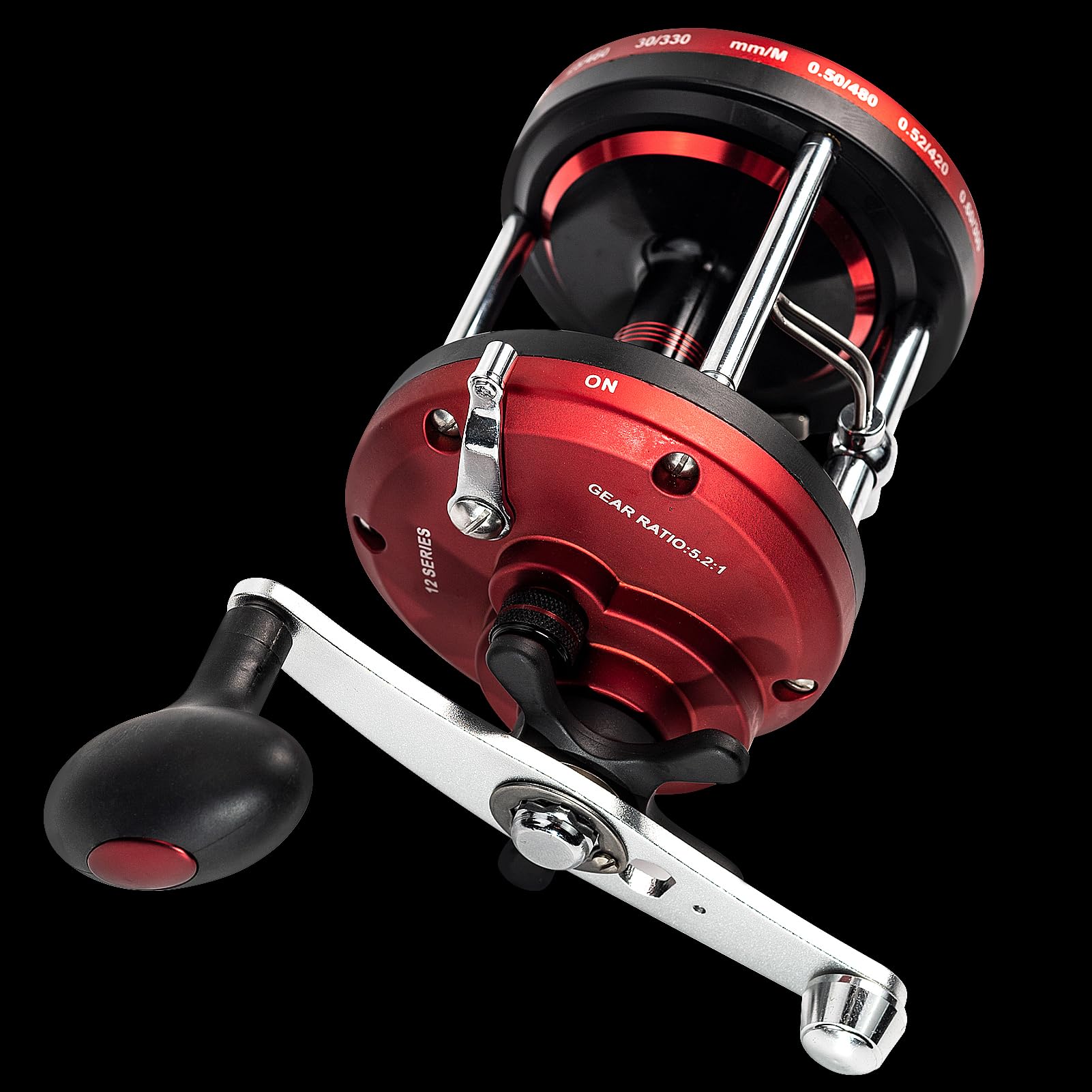 Fisher Round Baitcasting Fishing Reel 5.2:1 Gear Ratio Stainless Steel 12Ball Bearings Cnc-Machined Aluminum Large Capacity Smooth Power Conventional Baitcasting Reel Fishing Round Trolling Reel