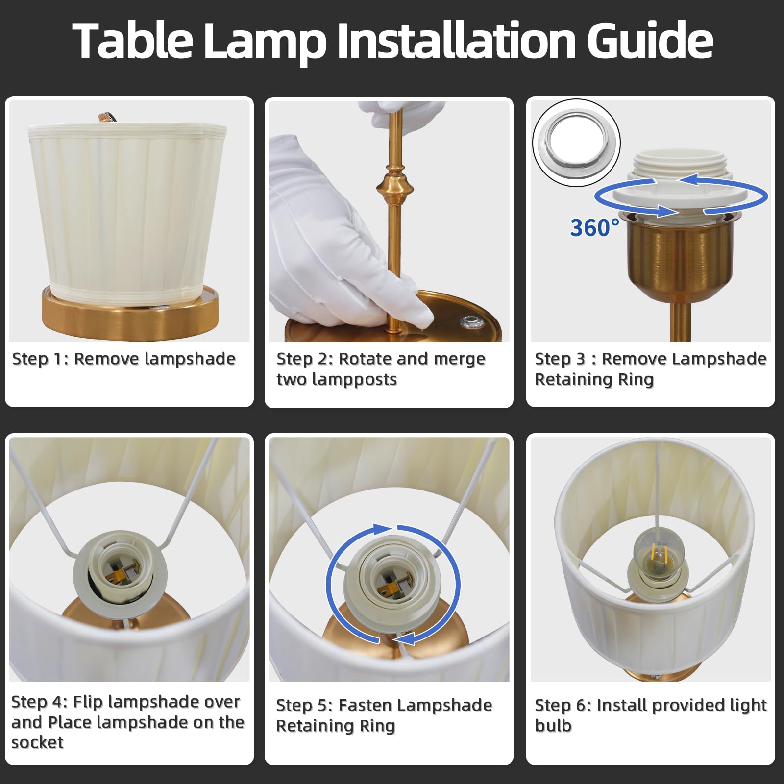 Letstry 5200Mah Cordless Led Table Lamp,3-Level Brightness, Rechargeable Battery, Touch Dimmable Wireless Ambient Lamp For Reading Room,Dining Room,Bedroom,Office,Camping,Restaurant,Antique Brass