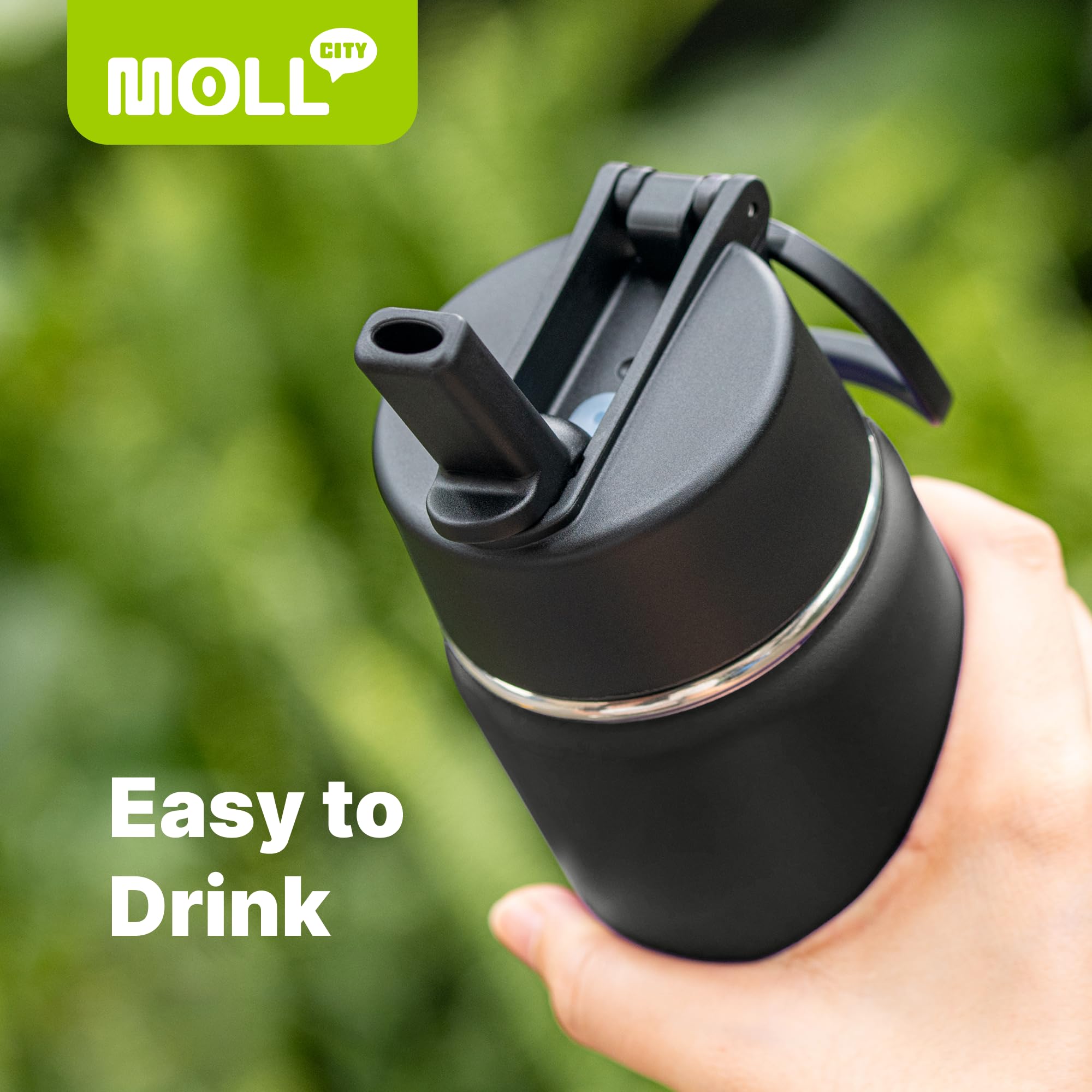 Insulated Water Bottle With Straw-18 Oz Stainless Steel Double Wall Vacuum Wide Mouth Water Bottle