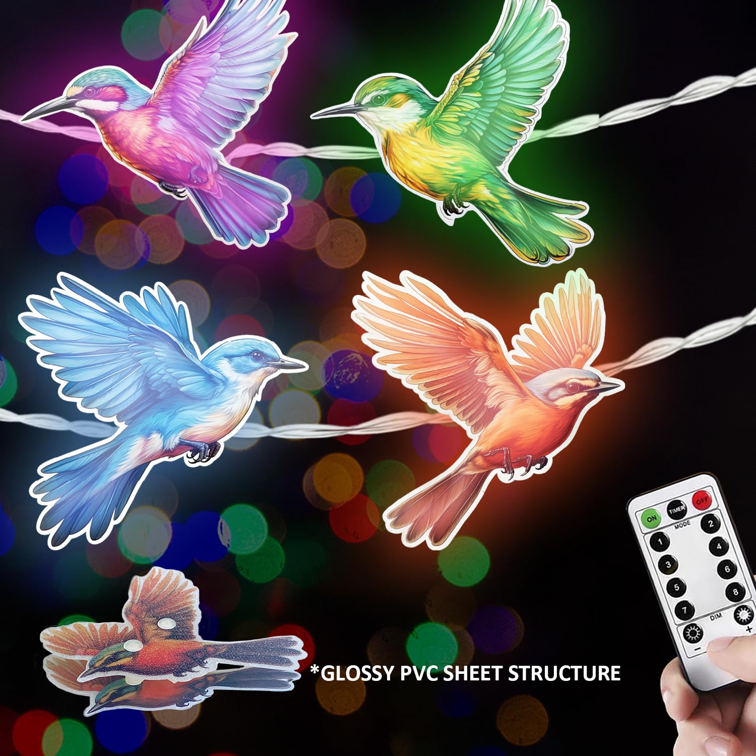 Haigoo Hummingbird String Lights 16.5Ft,Hummingbird  For Men Women, Hummingbird Decor Usb Operated Lights With Remote&Timer,Travel Trailer Party Lights For Rv Awnings,Camping Decor,Party