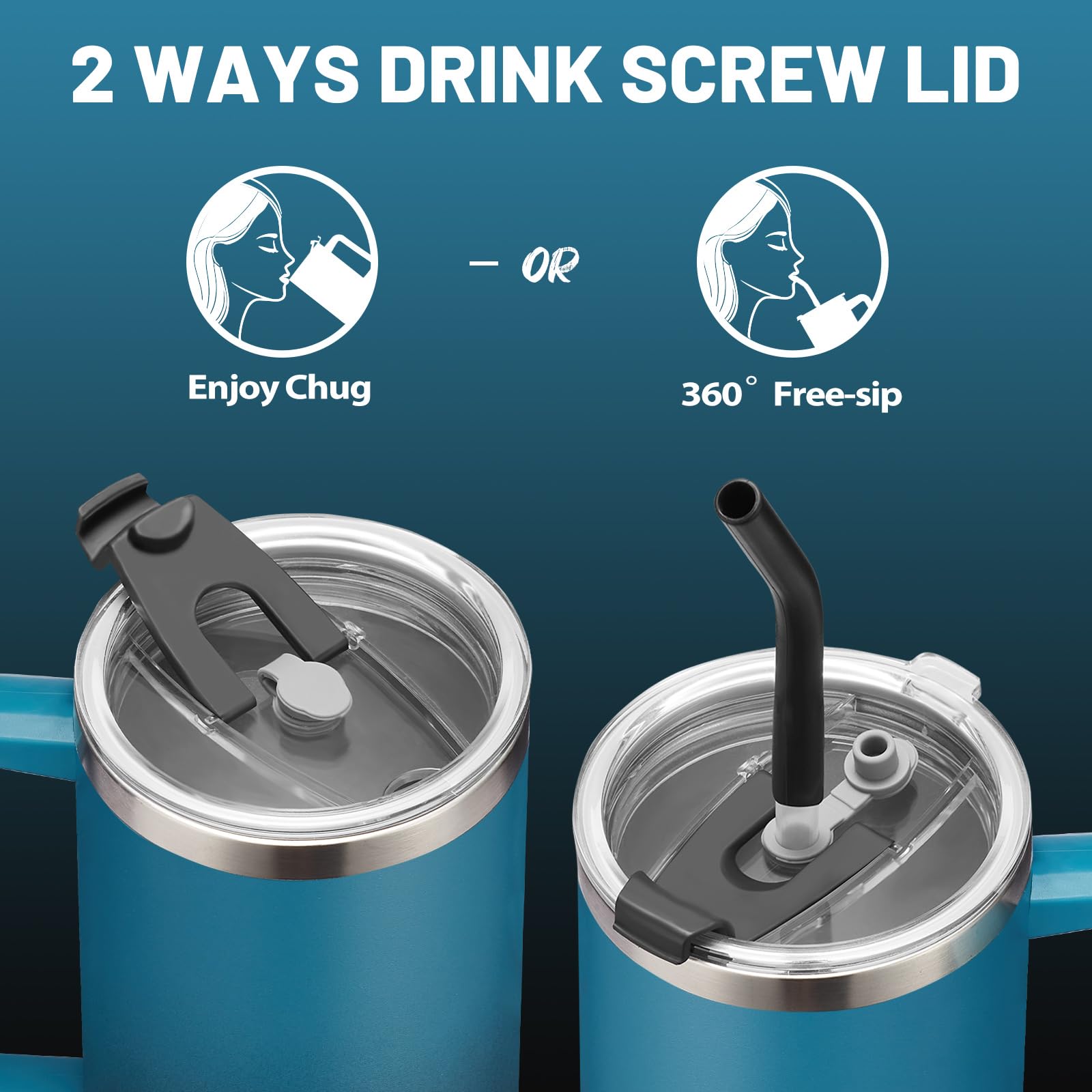 40 Oz Insulated Tumbler With Handle And Straw Spout Lid - 100% Leak-Proof Travel Coffee Cup