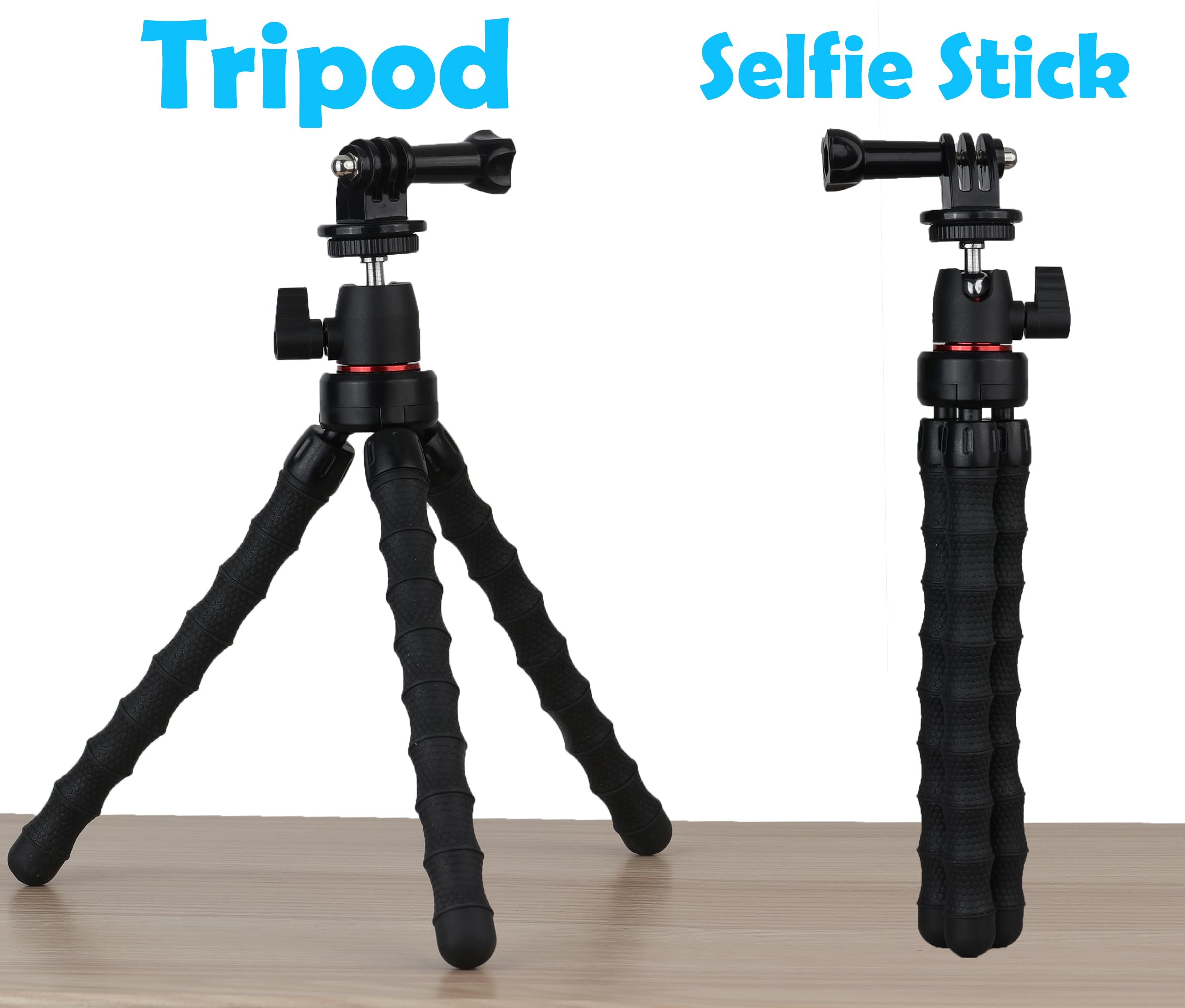 Hocoder Flexible Camera Tripod Compatible With Gopro Hero 13, 12, 11,10, 9 Bendable Tripod 360° Rotation Mount Stand For Vlogging
