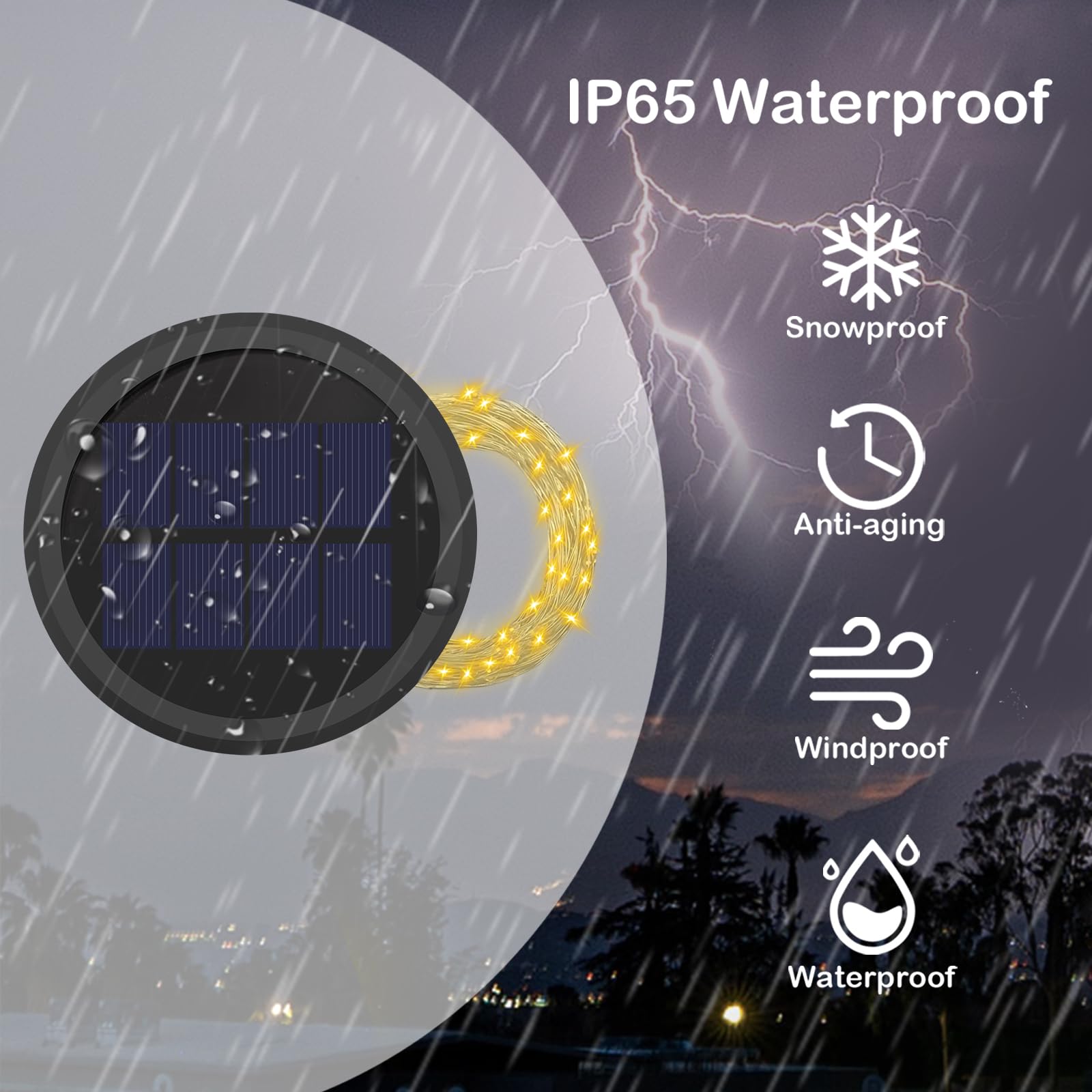 Vookry Watering Can Solar Lights - Replacement Top With 3.5Ft 80 Led Flashing String Lights, Outdoor Waterproof Solar Lantern Battery Box Accessory