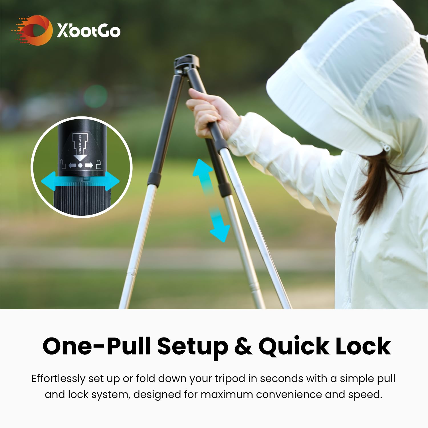 Xbotgo Update T1 Tripod, 3.77Ft Height, 6.6Lb Load Capacity, Lightweight Aluminum, Compatible With Chameleon Sports Gimbal, Extra Quick-Release Mount, Easy Setup, Portable