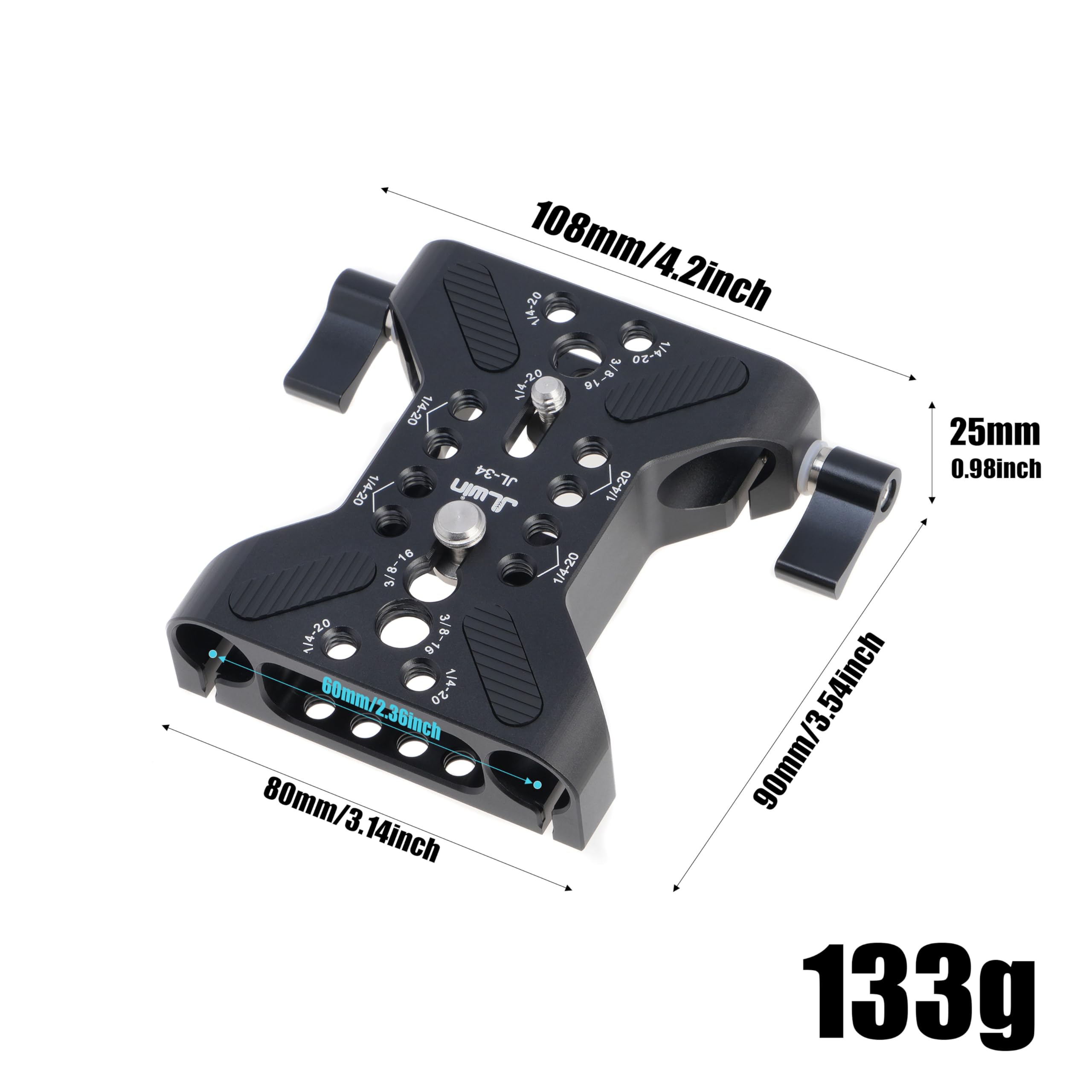 Fotga 15Mm Rail Camera Base Plate With 12Inch Carbon Fiber Rods For Dslr Camera/Cage/Tripod Rig,1/4"-20 3/8"-16 Screw And Holes For Multi-Purpose