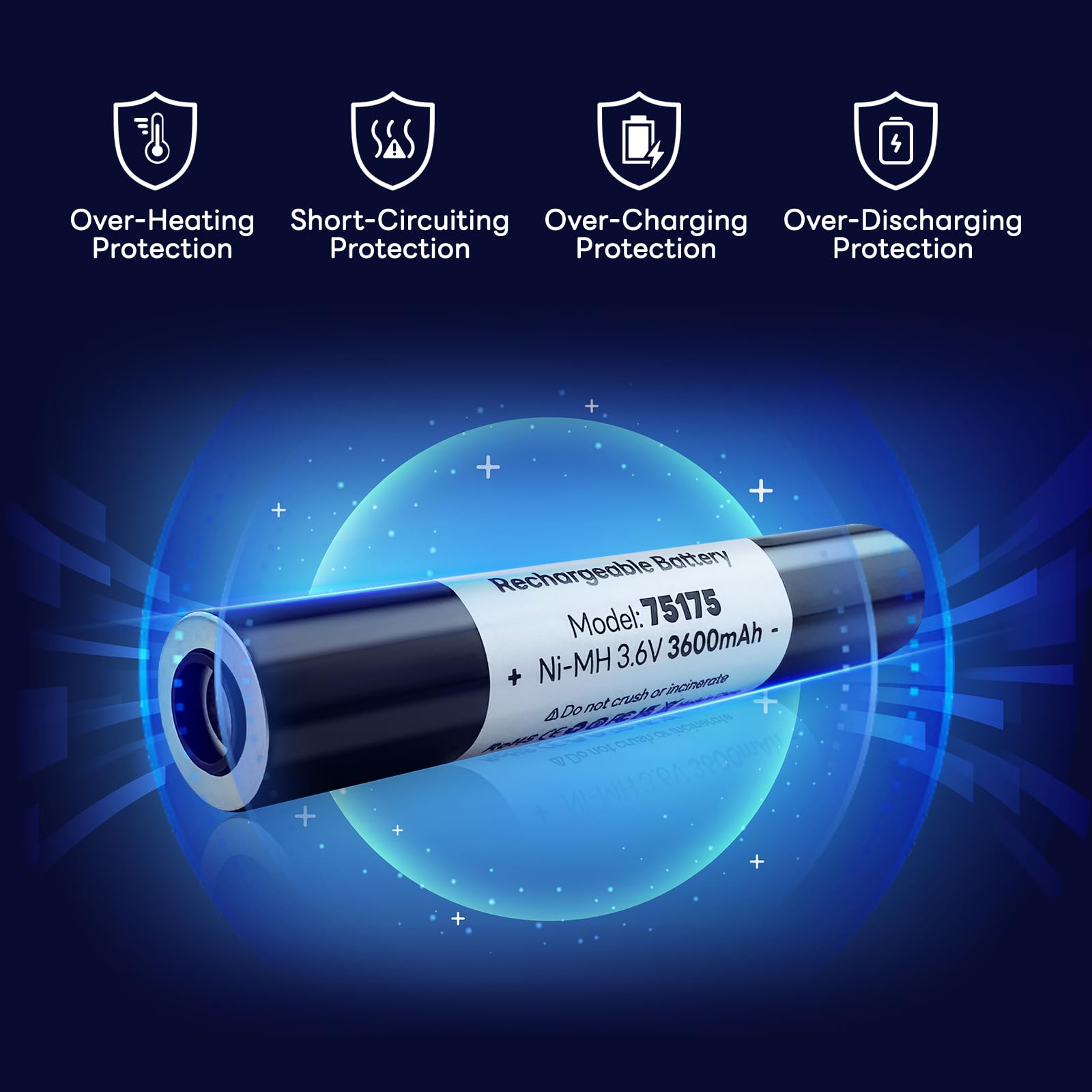 Ohzhao 75175 Battery 3.6V 3600Mah Ni-Mh Compatible With Streamlight Stinger 75175 75375 75300 75500 75810 76000 76300, Polystinger, Pelican M9, Fl126 Flashlight (1Pcs)
