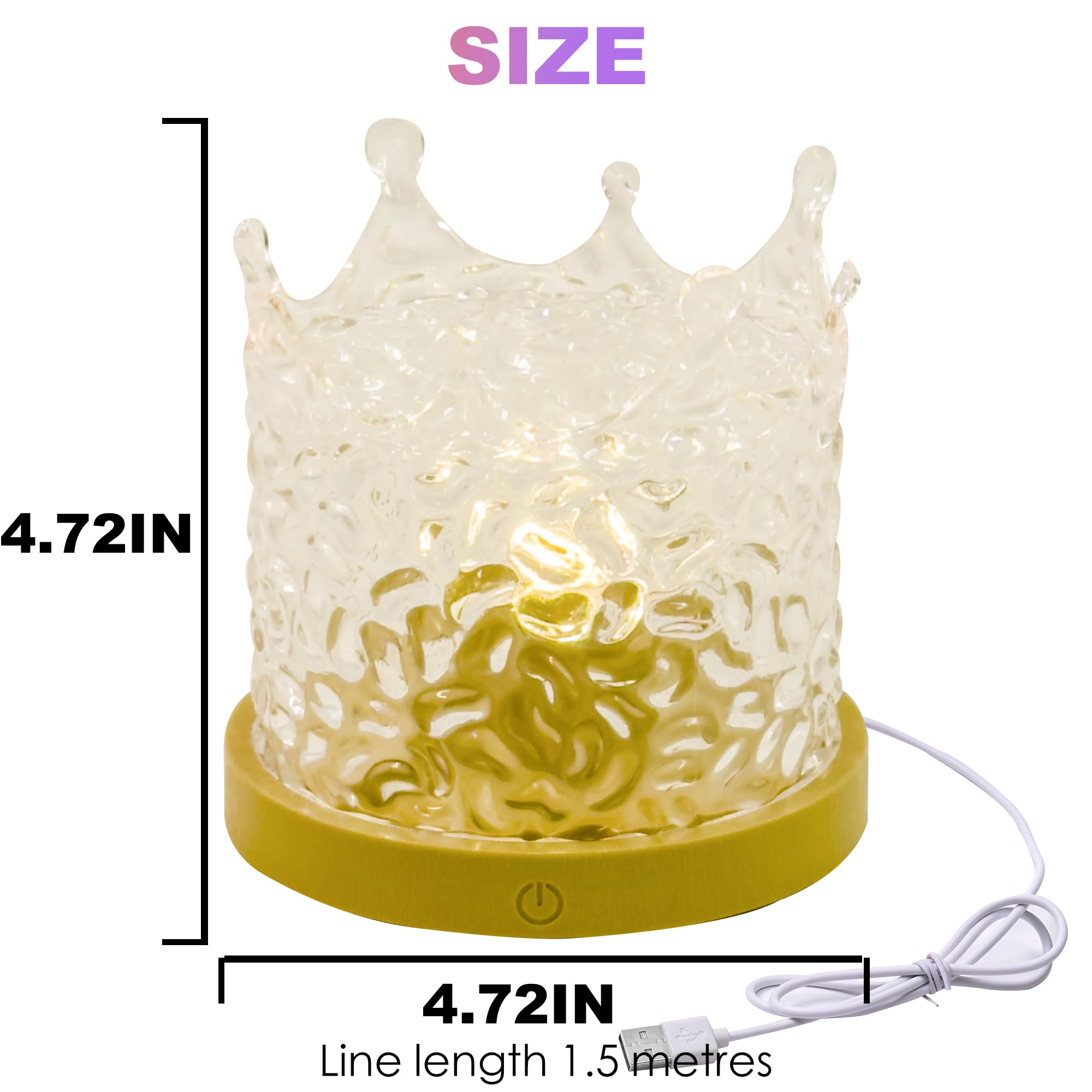 Suoapaiq Ocean Wave & Aurora Projector Lamp, 16 Colors Gradual Rotating Flame Water Lamp Wave Light With Remote Control For Teen Girl Room Decor (Crown)
