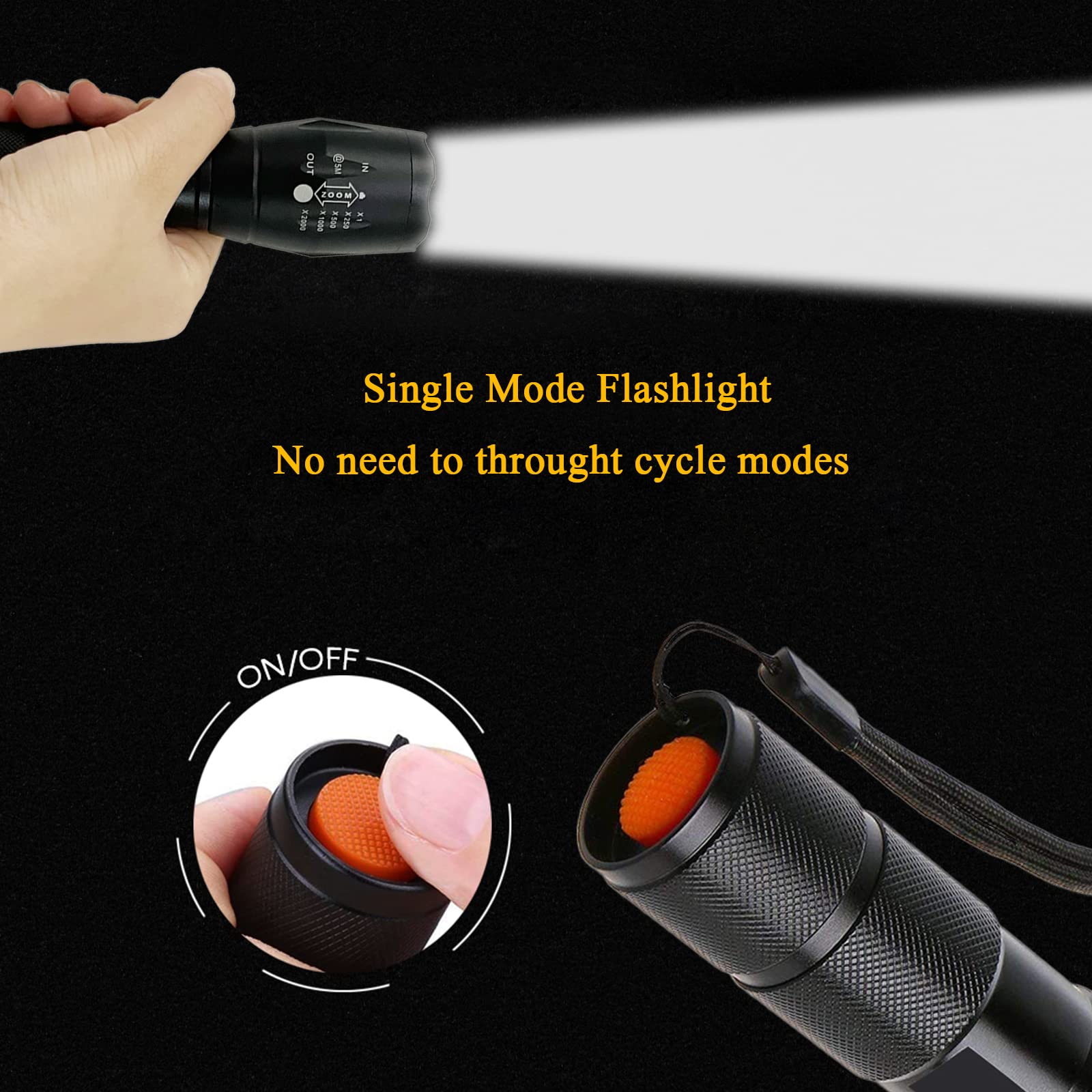 Miular 2 Pack Military Grade Single Mode High Lumens Led Tactical Flashlight For Outdoor Camping Hiking Emergency