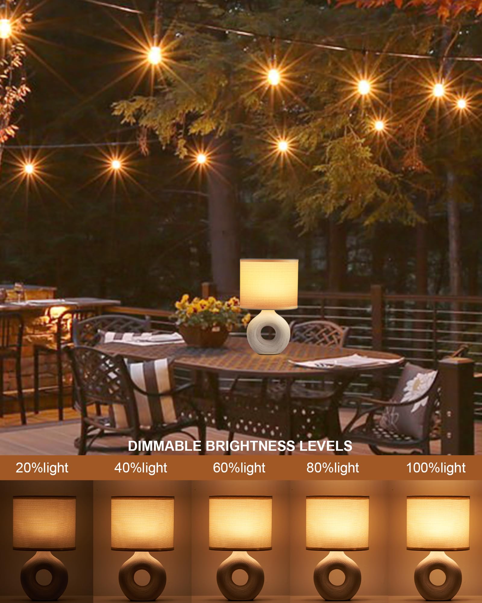 Umexus Small Cordless Table Lamp With Timer & Dimmer, Battery Operated Rechargeable 10.6’’ Lamp With Remote, Portable Light For Bedroom Living Room Outdoor Patio Bedside Bathroom Fabric Shade Beige