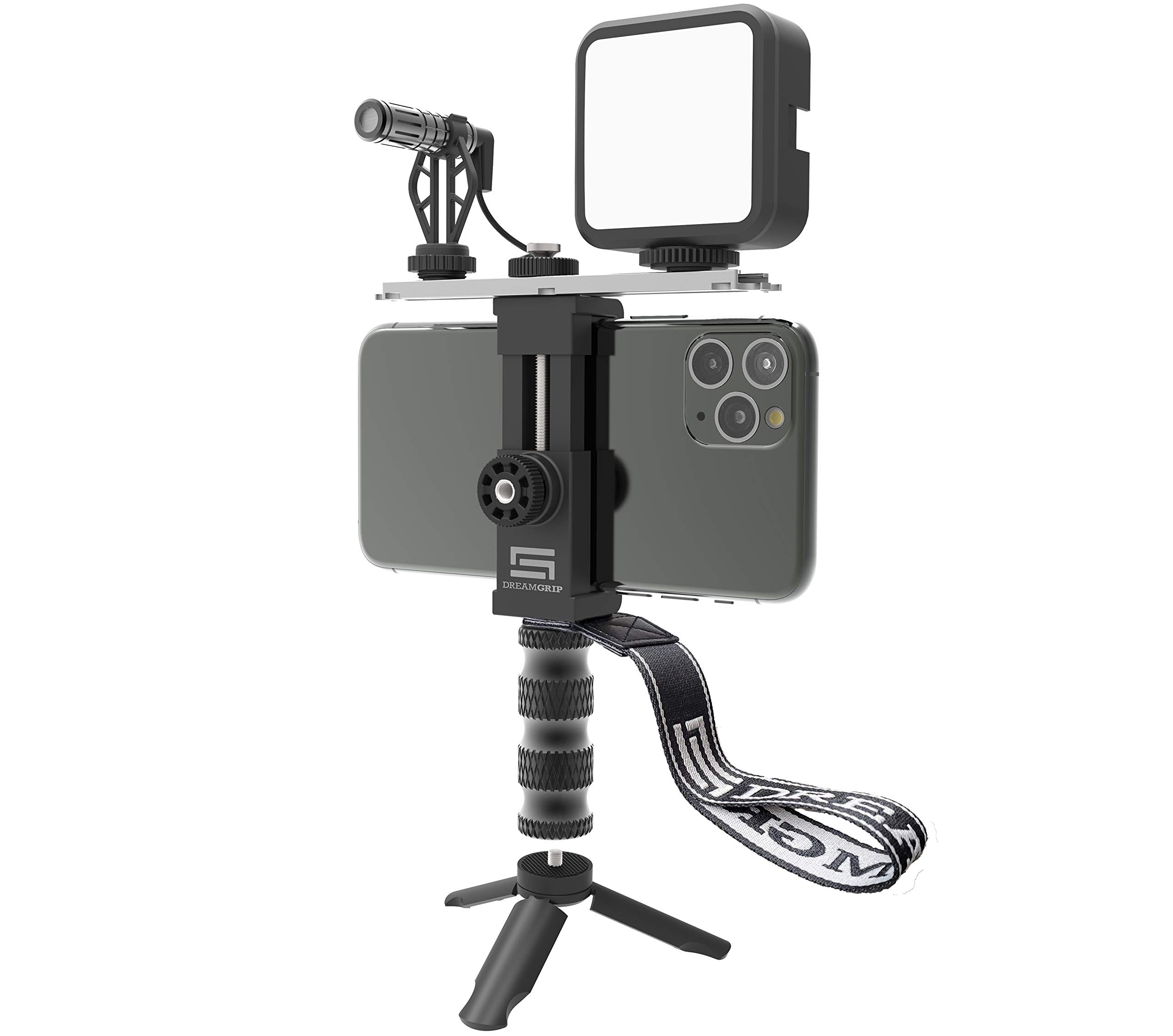 Dreamgrip Scout Mojo 2 Plus Modular Rig Kit With 3 Microphones,Led Light,And All-In Accessories Set For Pro Video Production With Any Smartphone For Journalists,Vloggers,Youtubers,And Content Creators