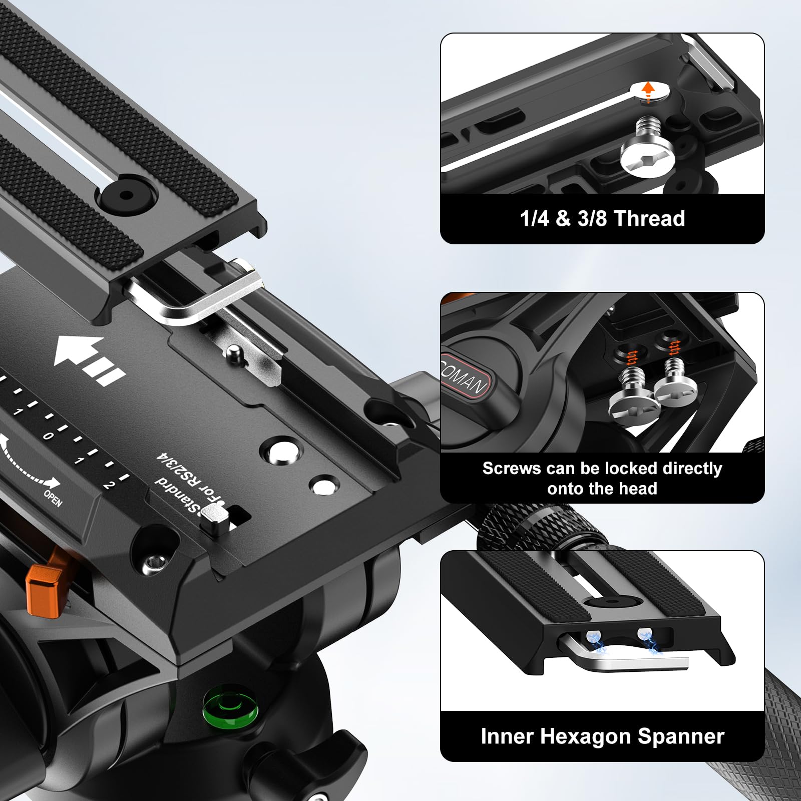 Famall Q6 Video Tripod Ball Head With 360° Rotation For Dj Canon Nikon Dslr Camcorder Cameras Spotting Scopes Tilt +90°/-75° Vertically And Max Load 13.2 Lbs.