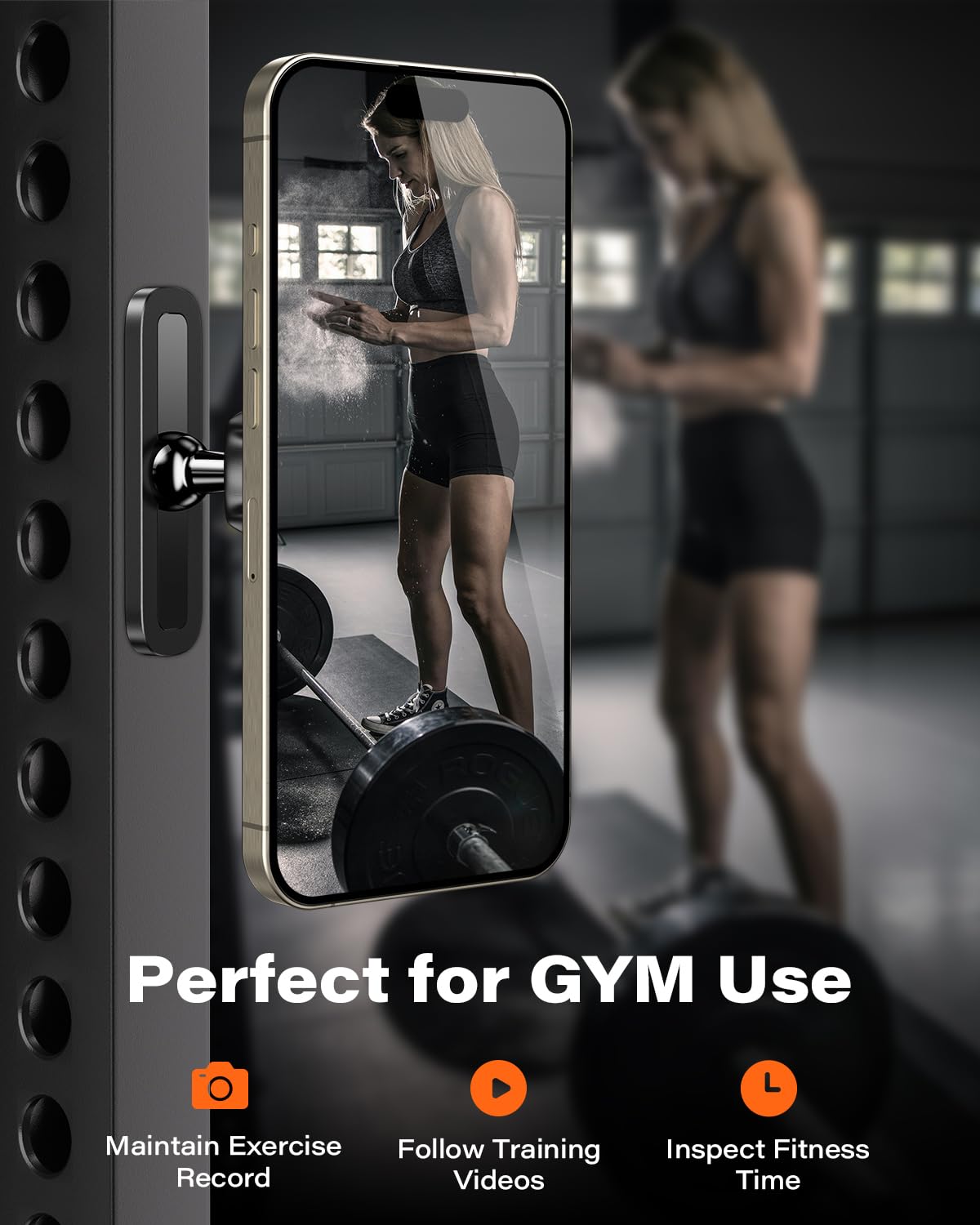 Apps2Car Magnetic Phone Holder For Gym, Alloy Base & Ball Joint, Attach To Metal Surfaces, Dual Magnetic Phone Mount For Magsafe Iphone 12-16 Series