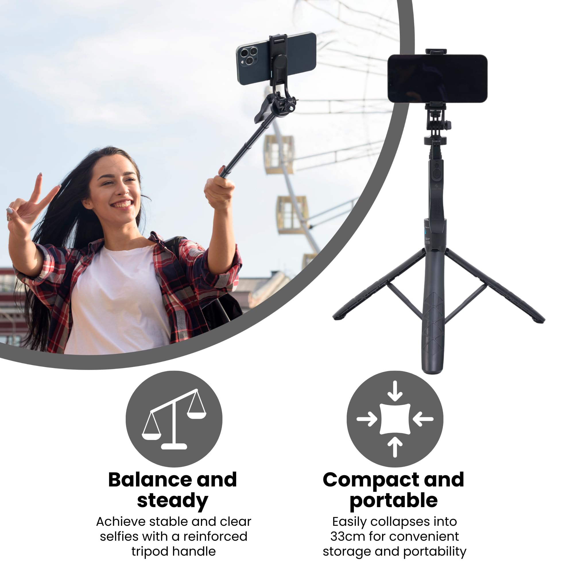 A Good Thing 61" Selfie Stick Tripod With Wireless Remote - 360° Rotating Phone Tripod Stand, Foldable & Portable Design - Compatible With Smartphones, Gopro, Beauty Lights - Travel & Content Creation Essential