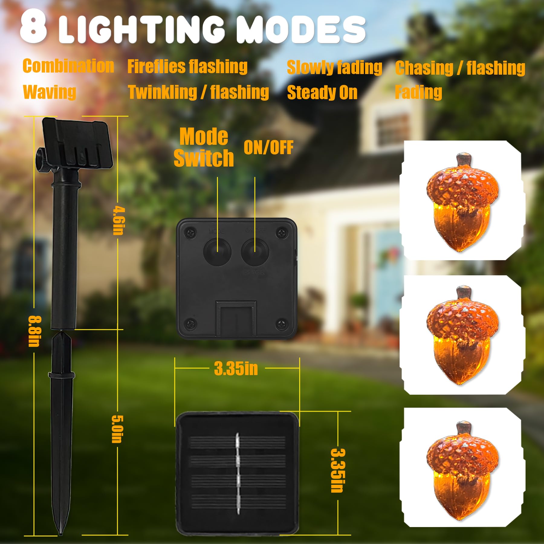 Jashika Solar Acorn String Lights Outdoor Garden Lights Fall Decor Thanksgiving Solar Lights Harvest 3D Acorn Autumn Yard Decorative Lights 14Ft 40Led Garland Balcony Patio Mantel Wreath Decor