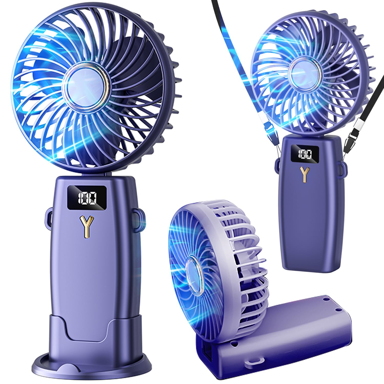 Portable Handheld Fan, Rechargeable Mini Personal Small Pocket Fan With Base, Battery Operated - Koospark