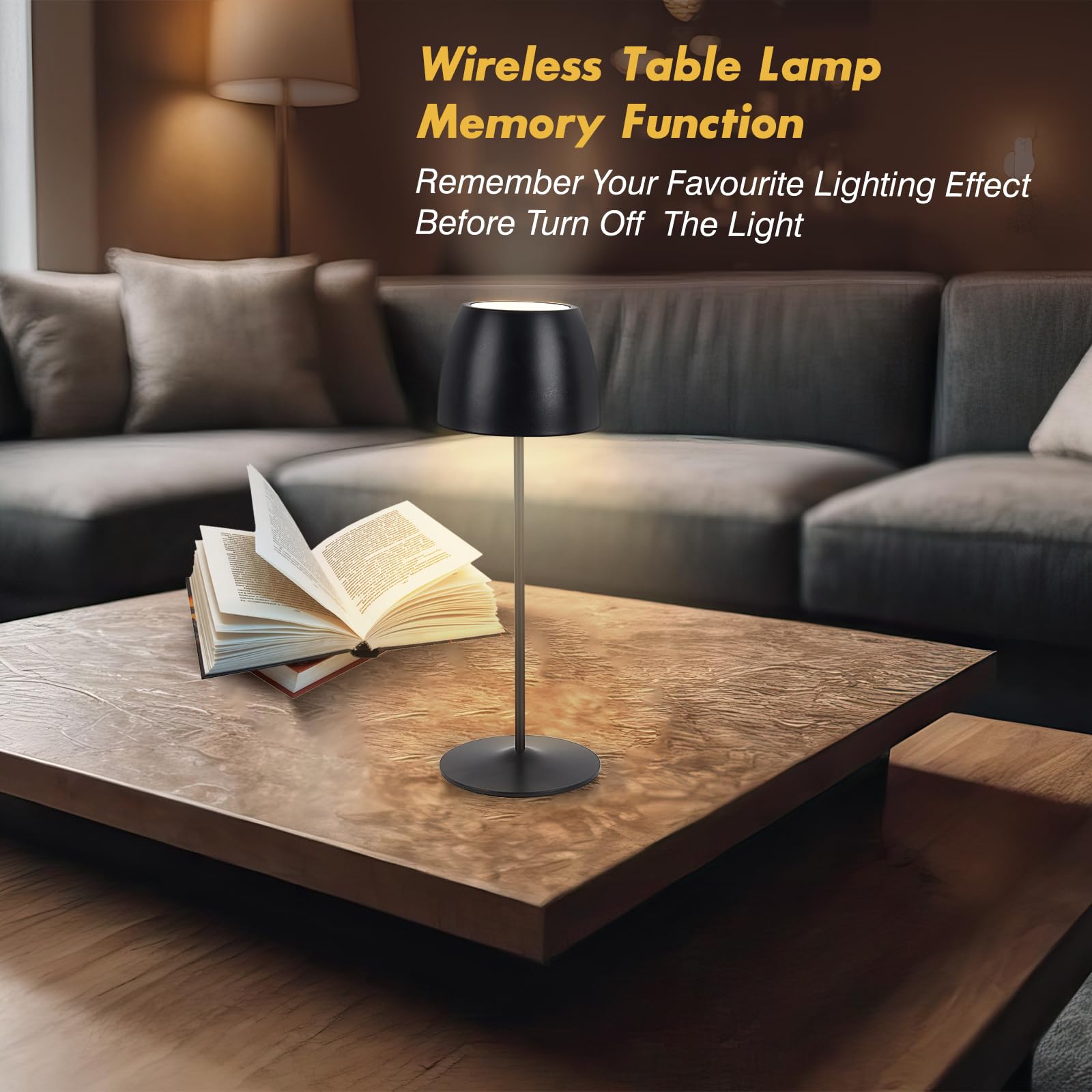 Mycozy 2 Pack Cordless Table Lamp, 7 Lighting Modes, Rechargeable Wireless Lamp, Waterproof Lamps For Shower, Battery Powered Table Lamp For Living Room/Bedroom/Dinner/Cafe/Patio/Outdoor(Black)