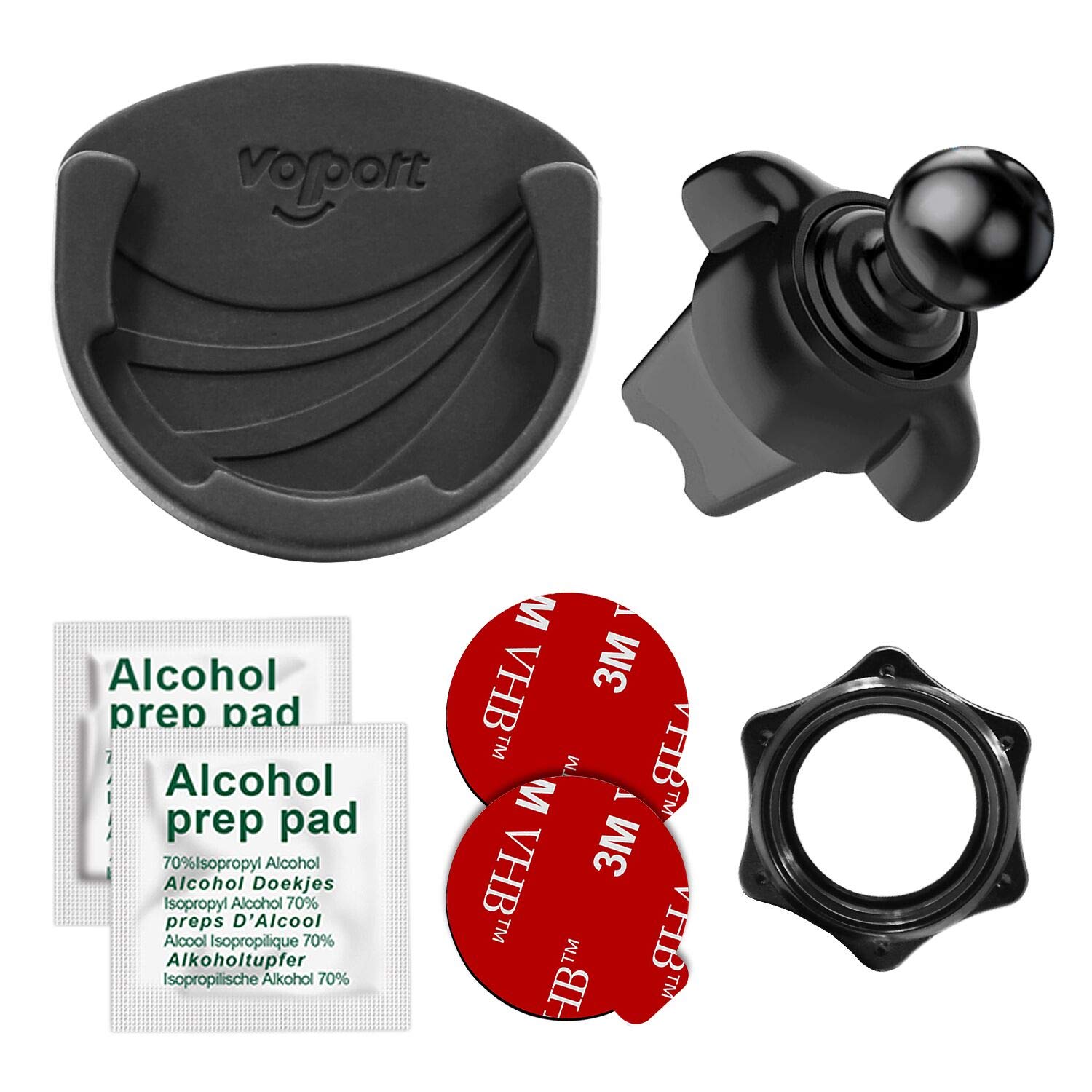 Volport Air Vent Phone Mount For Socket User, Universal Silicone Vent Holder With Adjustable Clip & 2 Pack Sticky Adhesive Replacement For Collapsible Grip Stand Compatible With Smartphones Black