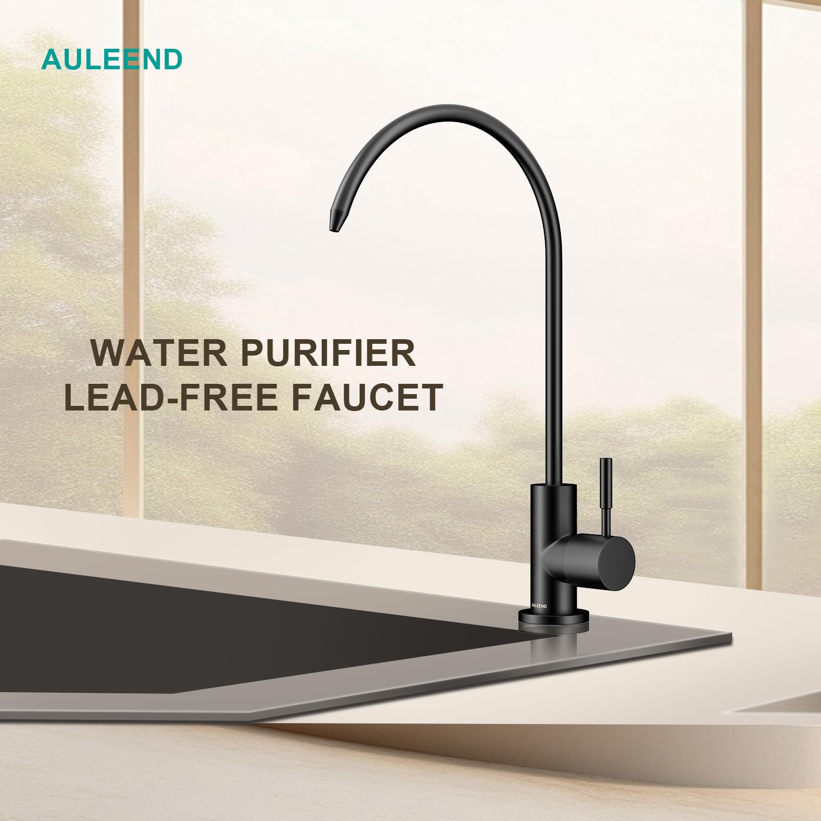Auleend Brass Reverse Osmosis Faucet, Sink Water Filter System, Suitable For Most Reverse Osmosis Or Water Filtration Systems, Kitchen Bar Sink Drinking Faucet (Matte Black)