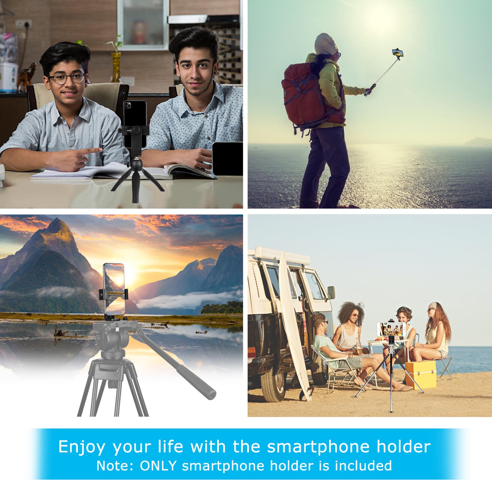 Sharingmoment Premium Smartphone Holder/Vertical And Horizontal Tripod Mount Adapter Rotatable Bracket With 1/4 Inch Screw/Adjustable Clip For Iphone, Android Cell Phone, Selfie Stick, Camera Stand