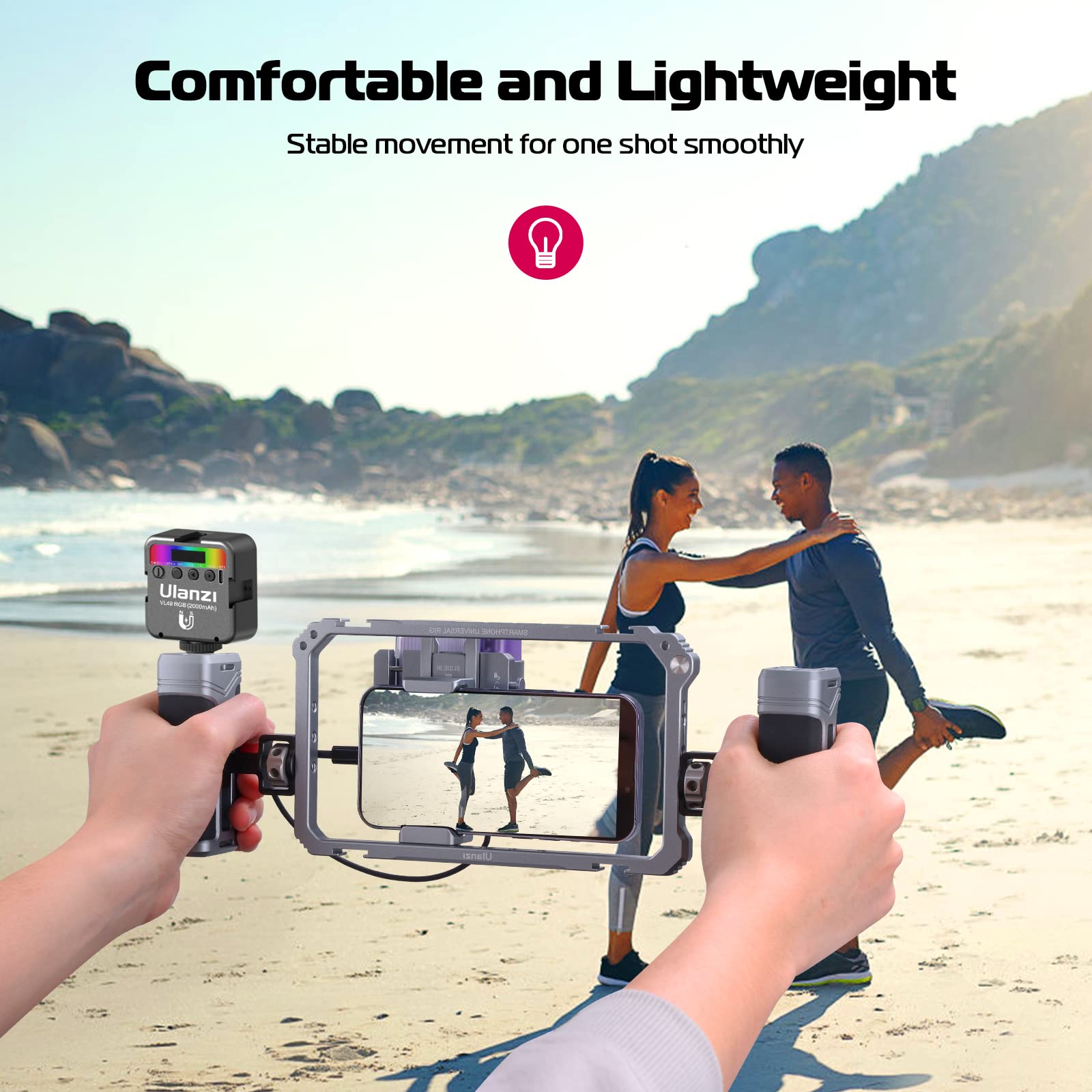 Ulanzi Universal Phone Video Rig Kit With Handles, Aluminum Handheld Stabilizer Phone Video Filmmaking Grip For Video Maker Videographer With Cold Shoe For Iphone 16 15 14 13 Mini Pro Max 8 Plus