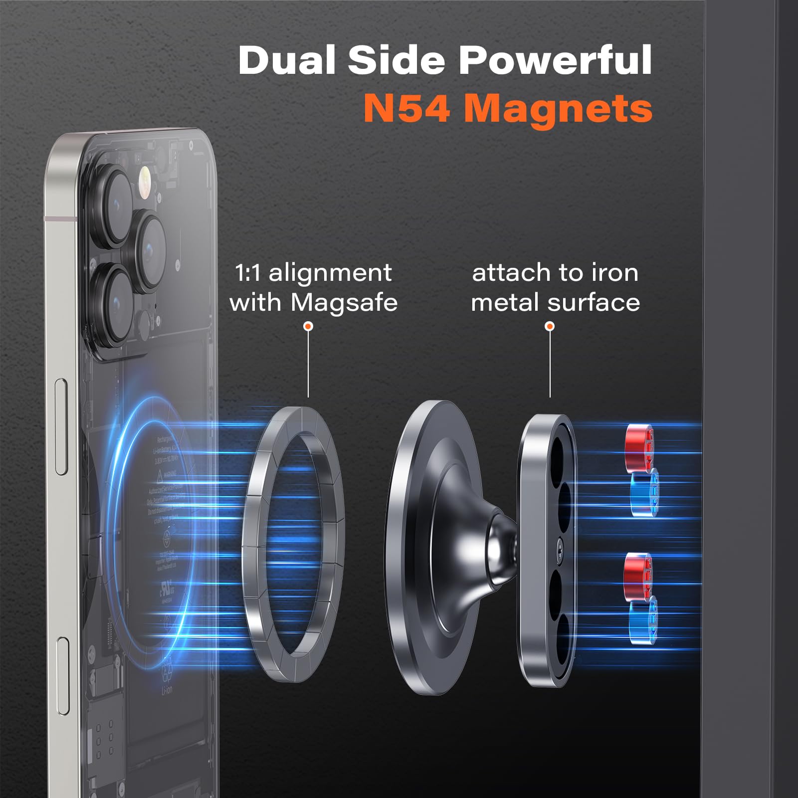 A2C All-Metal Gym Magnetic Phone Holder For Magsafe,High-End Workout Essentials  For Men Women,[Dual Magnet] Portable Phone Mount Gym Accessories Compatible With Iphone 16 15 14 13 12 (Gray)