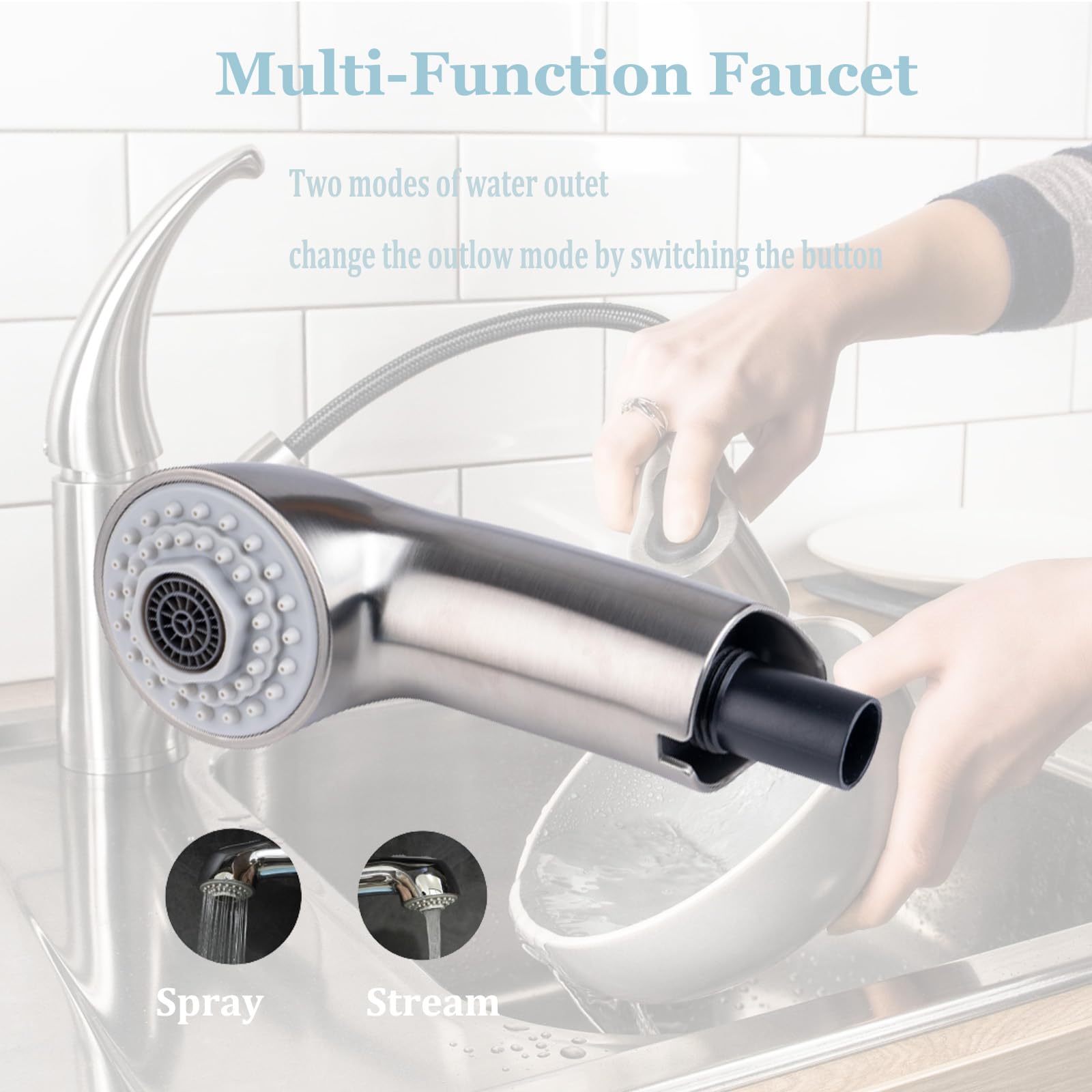 Liberflow Pull-Out Spray Wand Fits Grohe 46312Sd0 / 46298Sd0 Grohe Kitchen Faucet Parts Rv Faucet Parts Realsteel