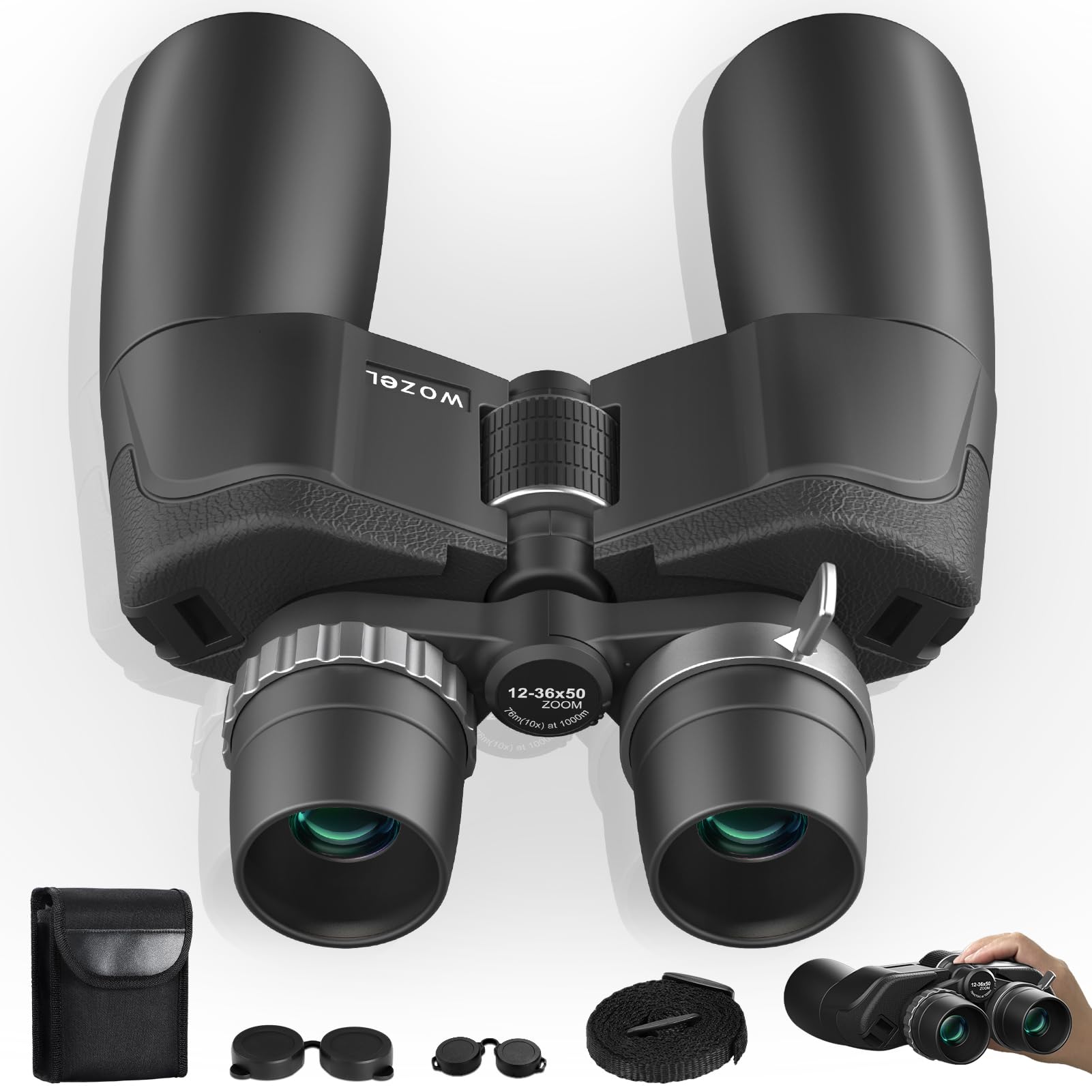 Wozel 12-36X50 High Powered Zoom Binoculars For Adults - Hd Professional Binoculars With Large Vision - Waterproof Binocular With Low Light For Bird Watching Travel Hunting Sports Cruise Outdoor