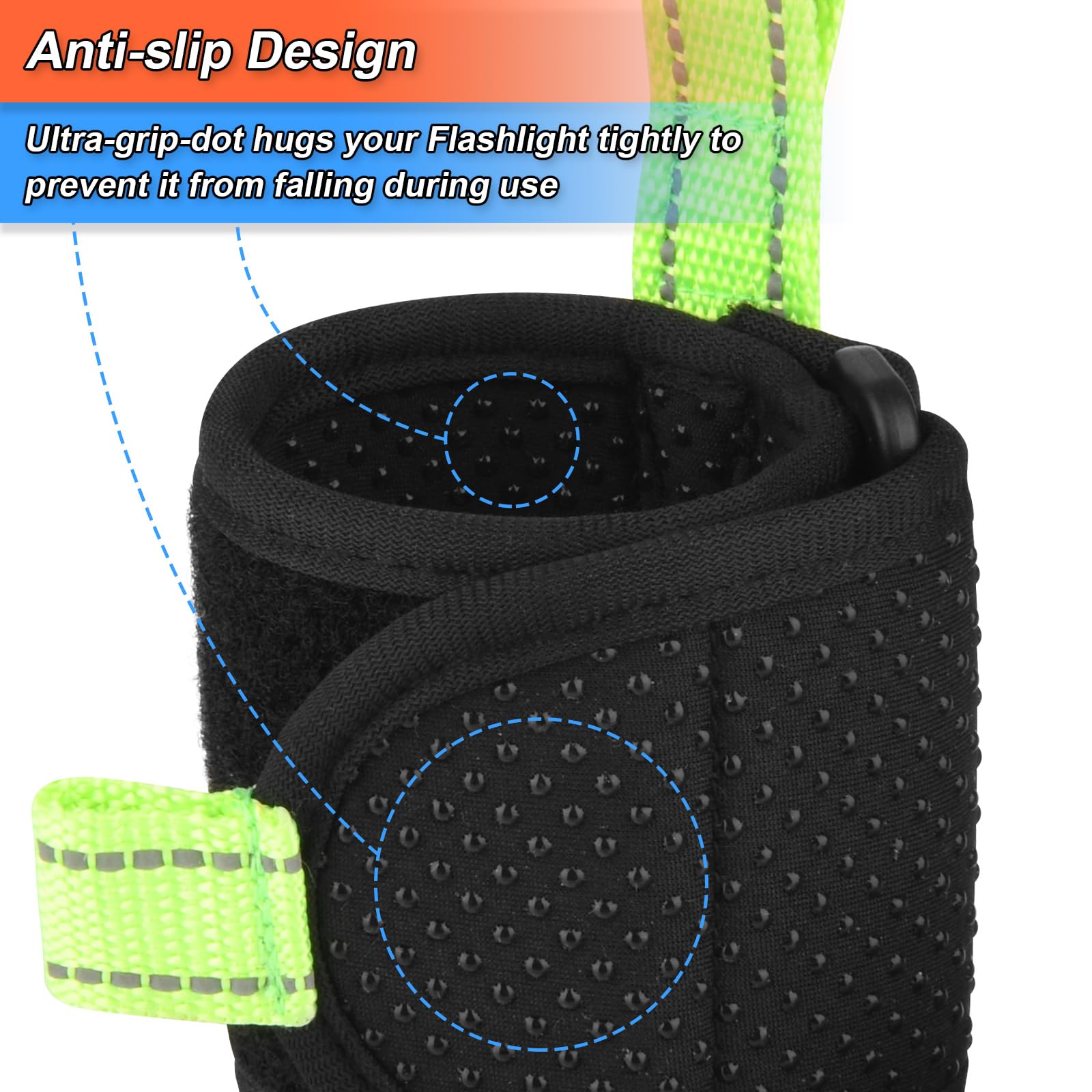 Homakover Inverted Flashlight Holder,Anti-Slip Nylon Strap With Carabiner,Reflective Flashlight Holder,Keep Shine Downward And In A Forward Position