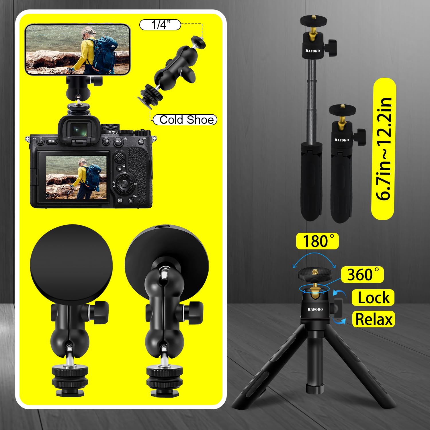 Hafoko Ha-W08 Magnetic Selfie Stick Wireless Charging Tripod Magnetic Wireless Charging Mount Desktop Smartphone Extension Tripod Magnetic Holder W Magic Arm Compatibel For Iphone 15/14/13/12