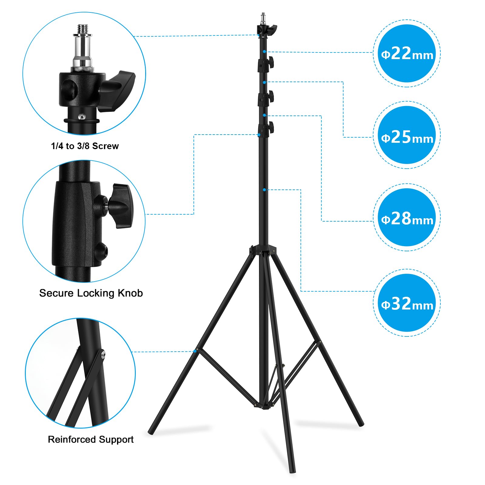 Gltire [20' Heavy Duty] Ultra High Camera Sports Tripod Air Mattress Telescopic Aluminum Alloy Light Stand 1/4 "& 3/8" Screw Adapter, Professional Sky High Tripod